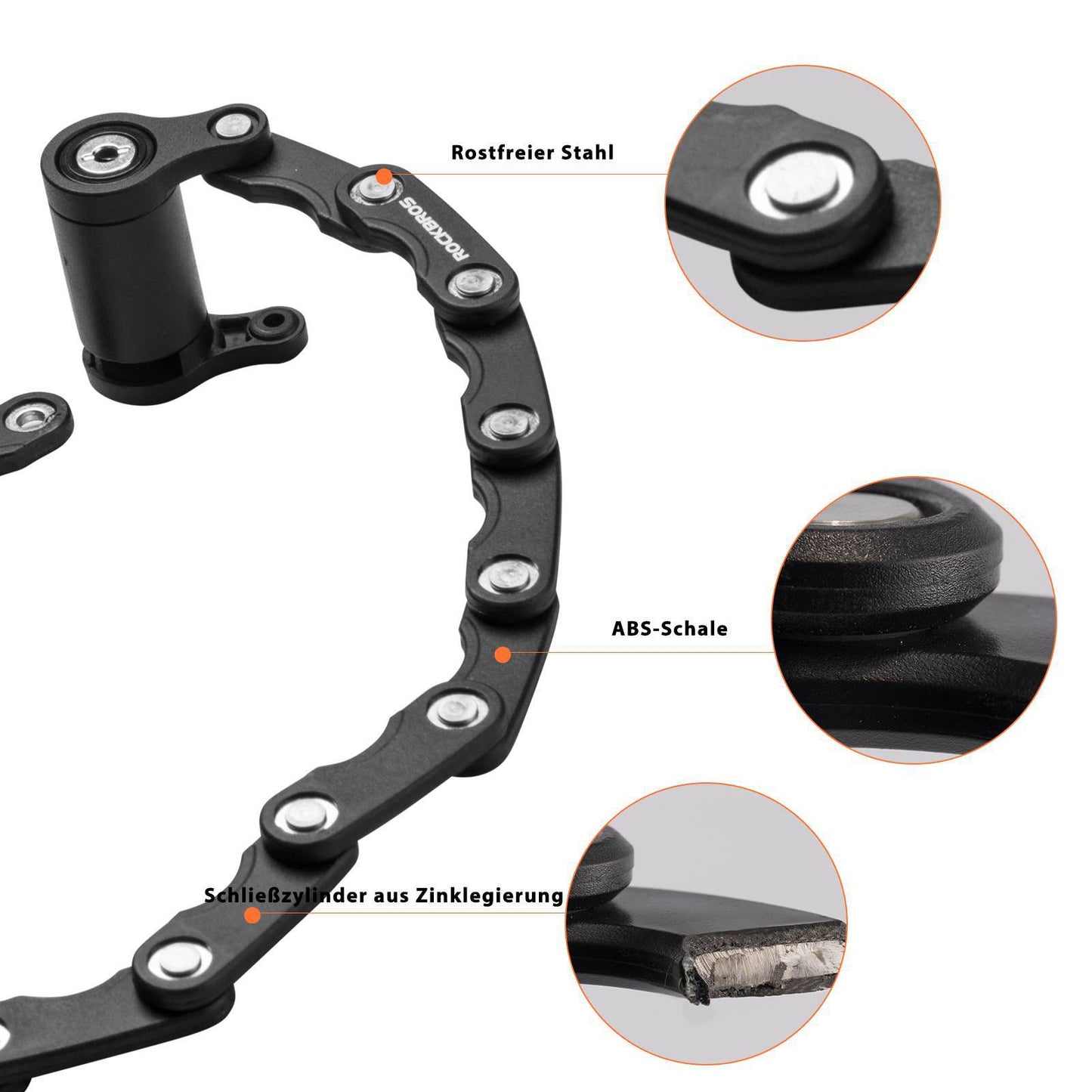 ROCKBROS reiðhjólalás samanbrjótanlegur 70 cm langur svartur