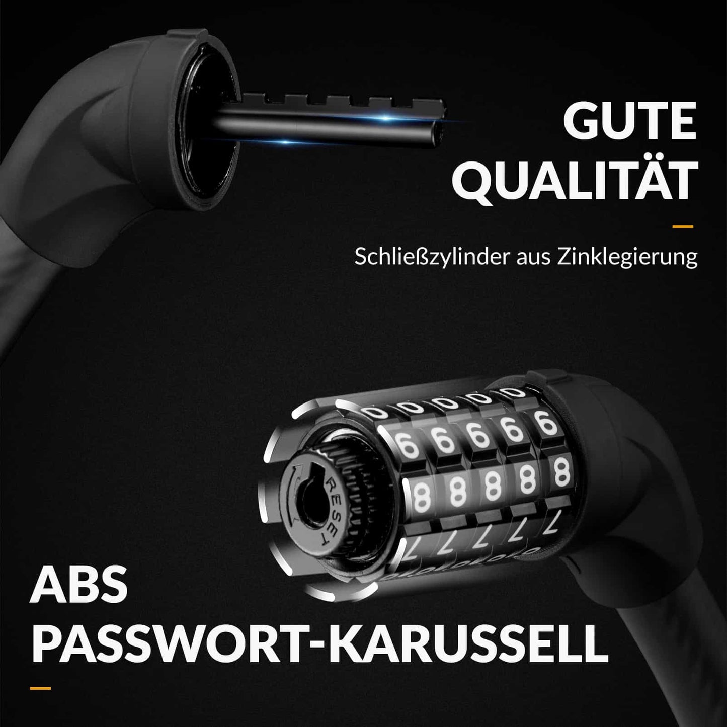 ROCKBROS Fahrradschloss Kabelschloss Zahlenschloss mit 5-stelliges Zahlencode