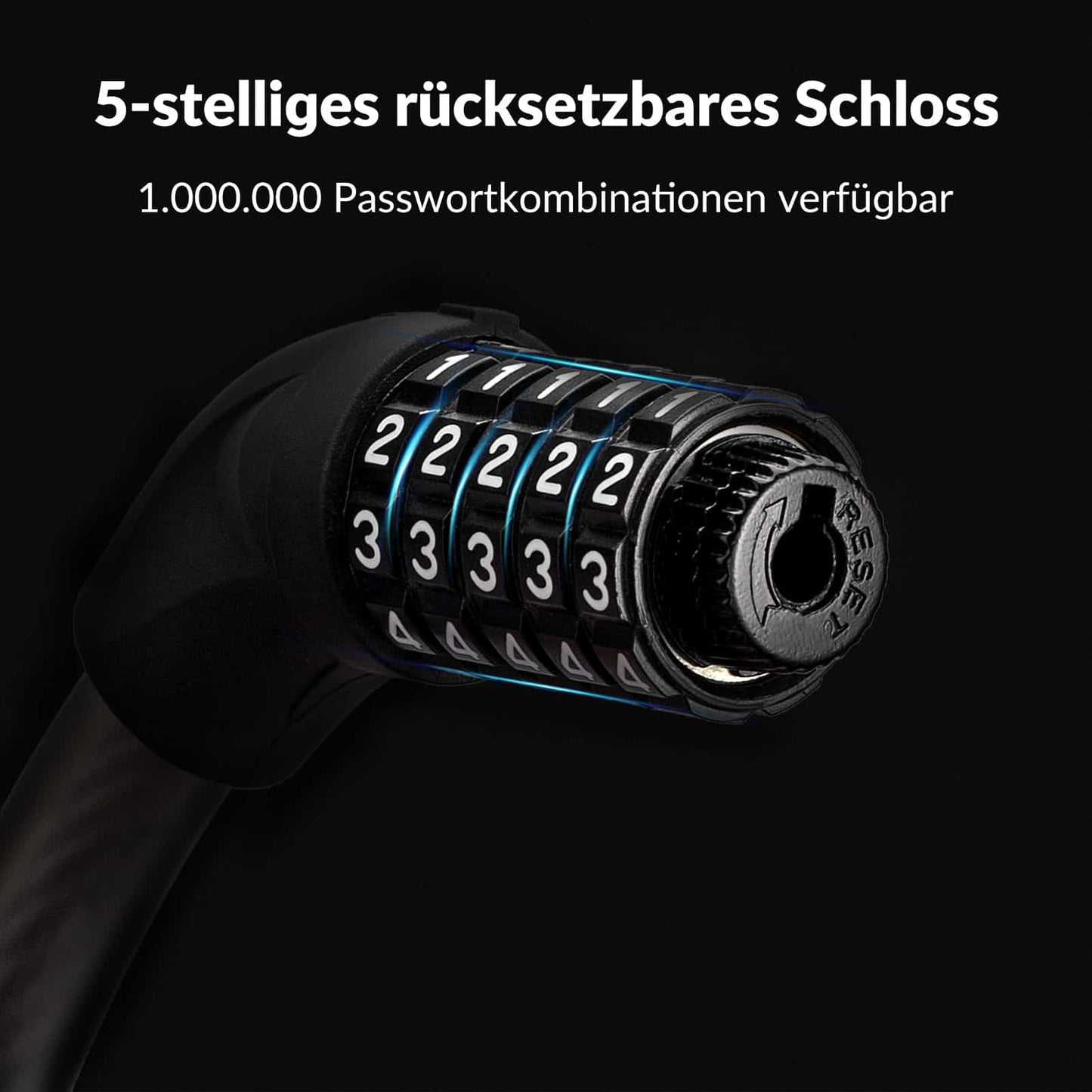 ROCKBROS Fahrradschloss Kabelschloss Zahlenschloss mit 5-stelliges Zahlencode