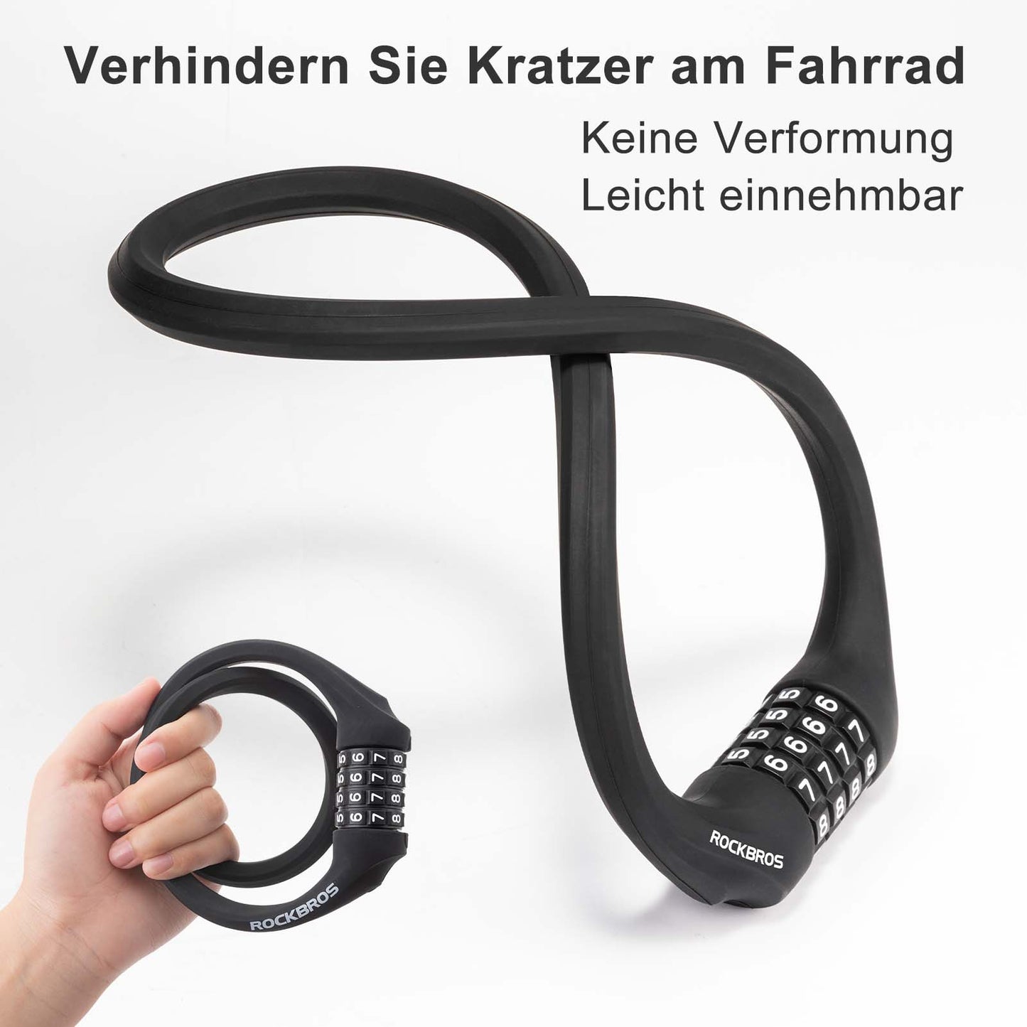 Bicycle lock with 4-digit combination lock, 65cm long