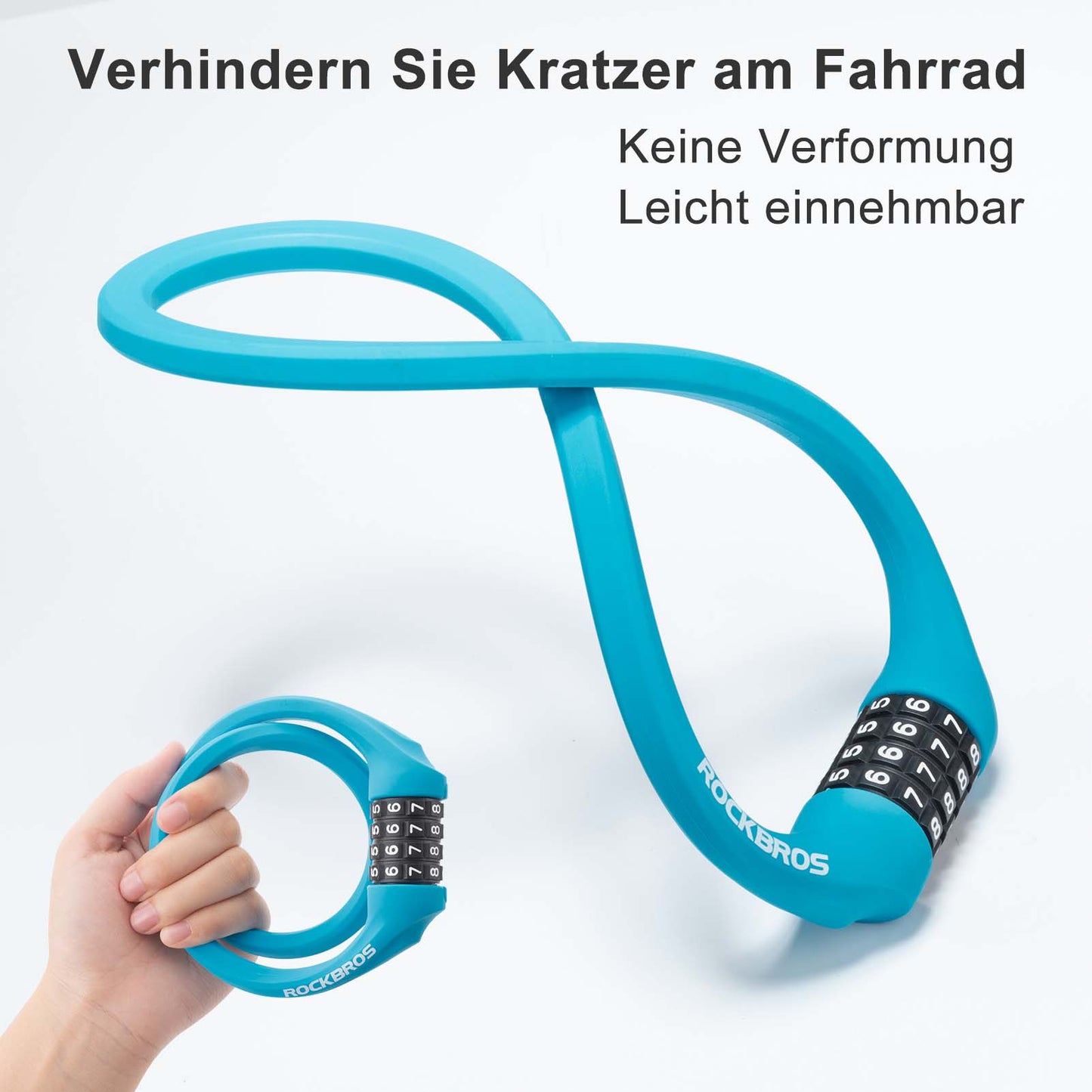 Bicycle lock with 4-digit combination lock, 65cm long