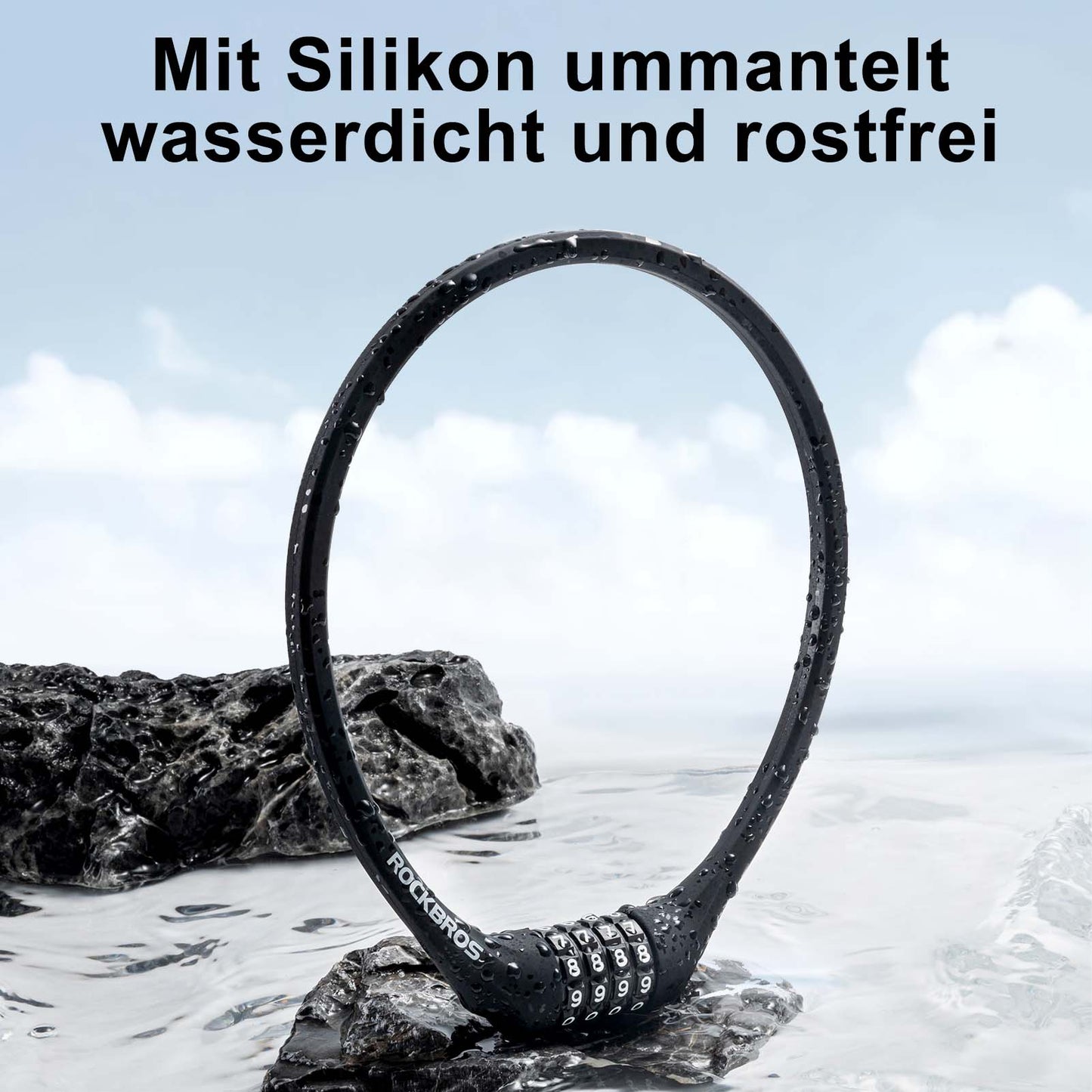 Bicycle lock with 4-digit combination lock, 65cm long