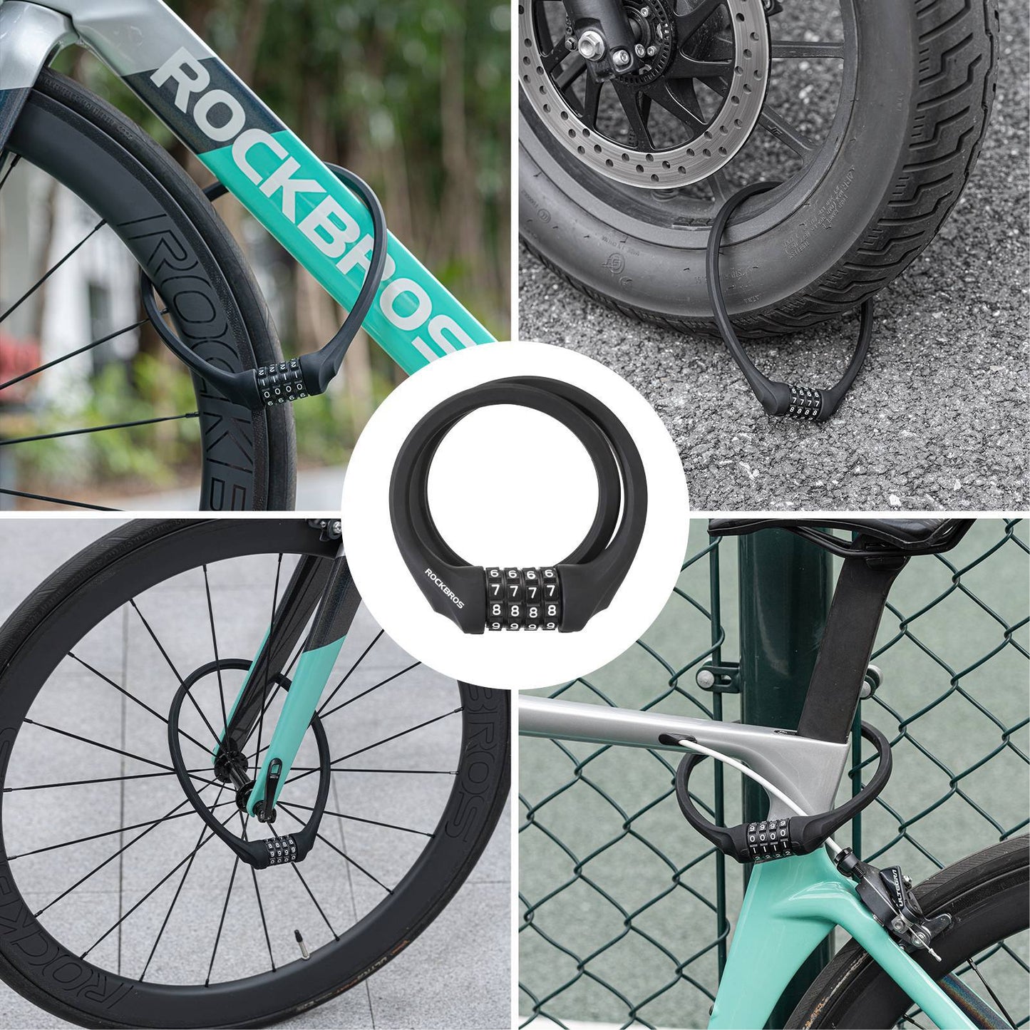 Bicycle lock with 4-digit combination lock, 65cm long