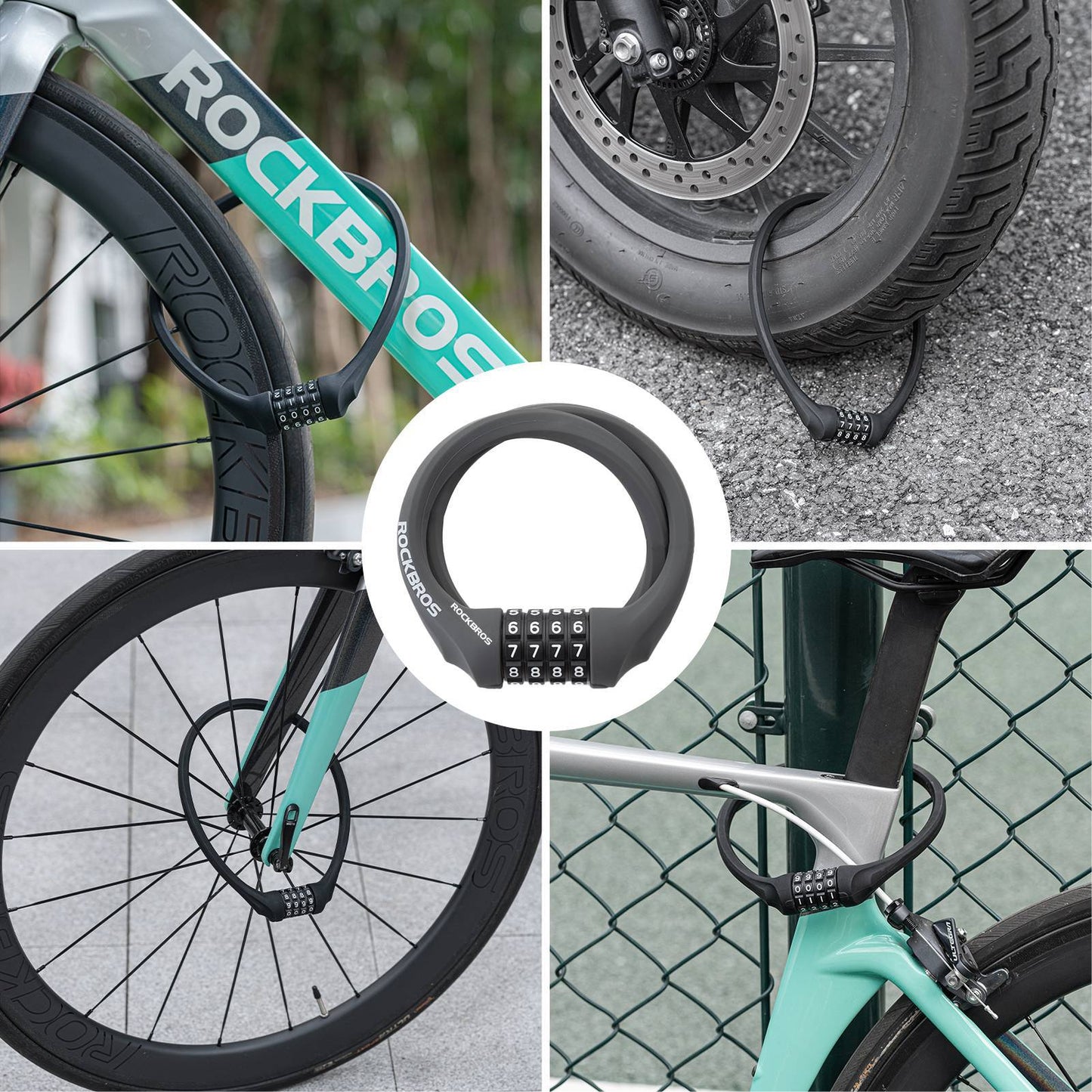 Bicycle lock with 4-digit combination lock, 65cm long