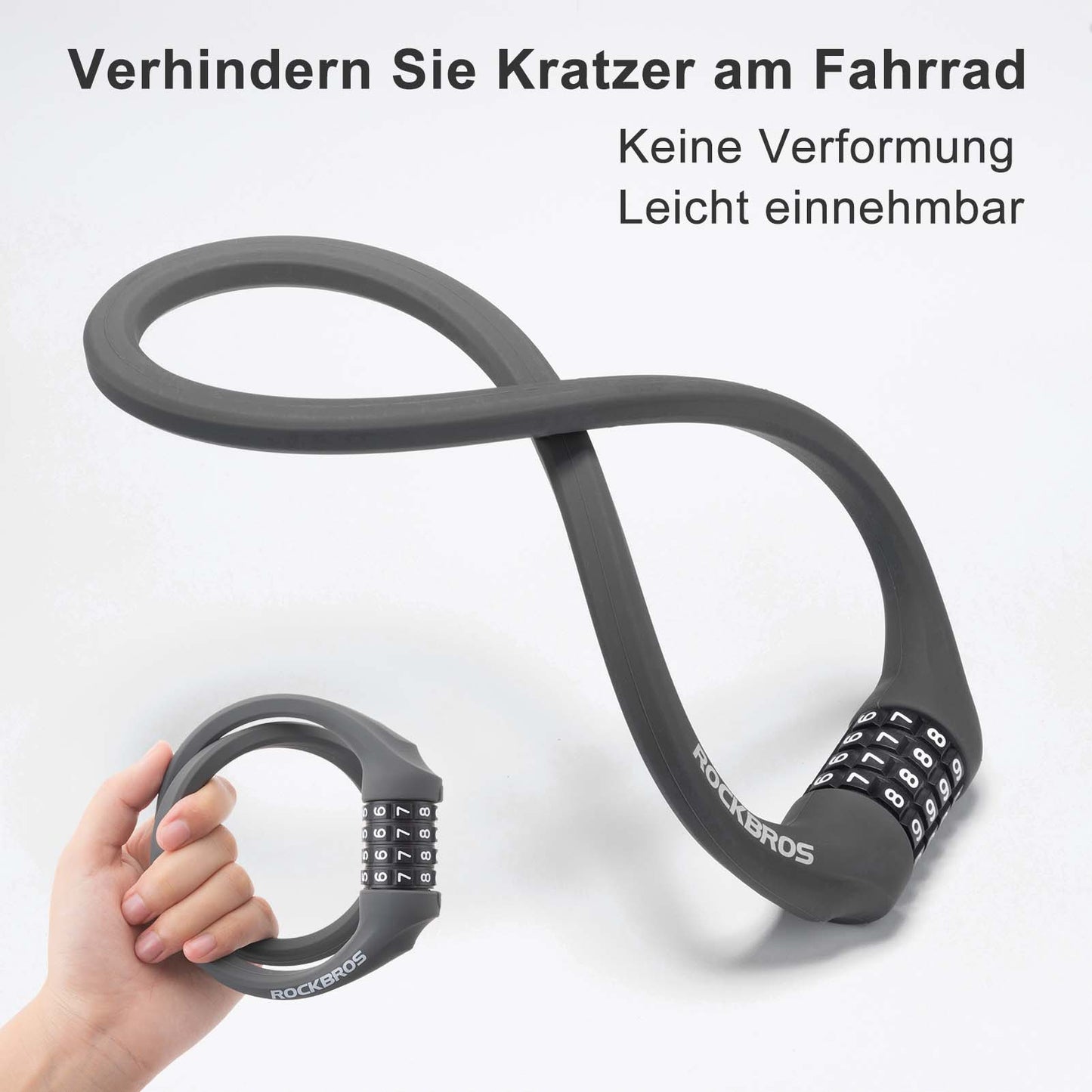 Bicycle lock with 4-digit combination lock, 65cm long