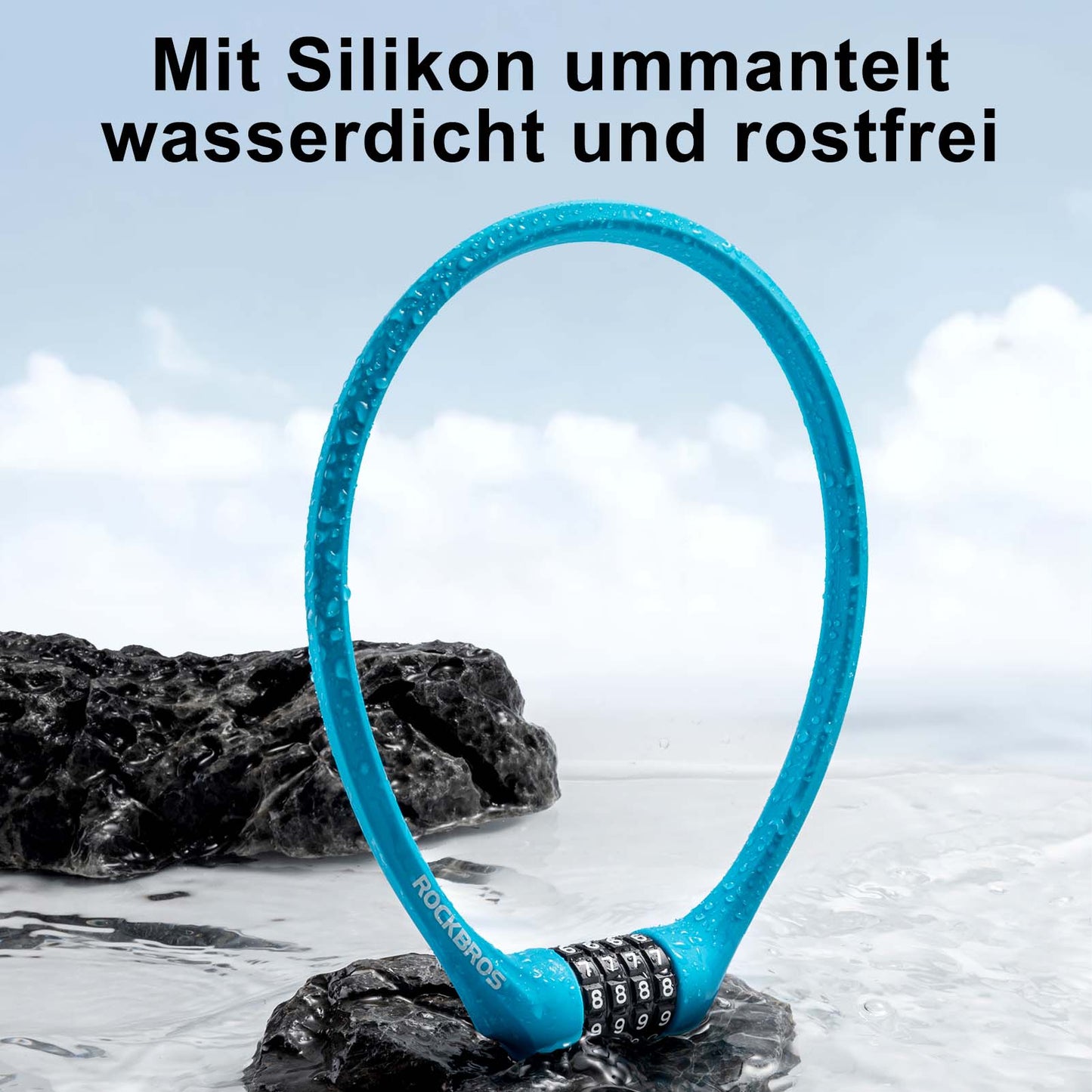 Bicycle lock with 4-digit combination lock, 65cm long