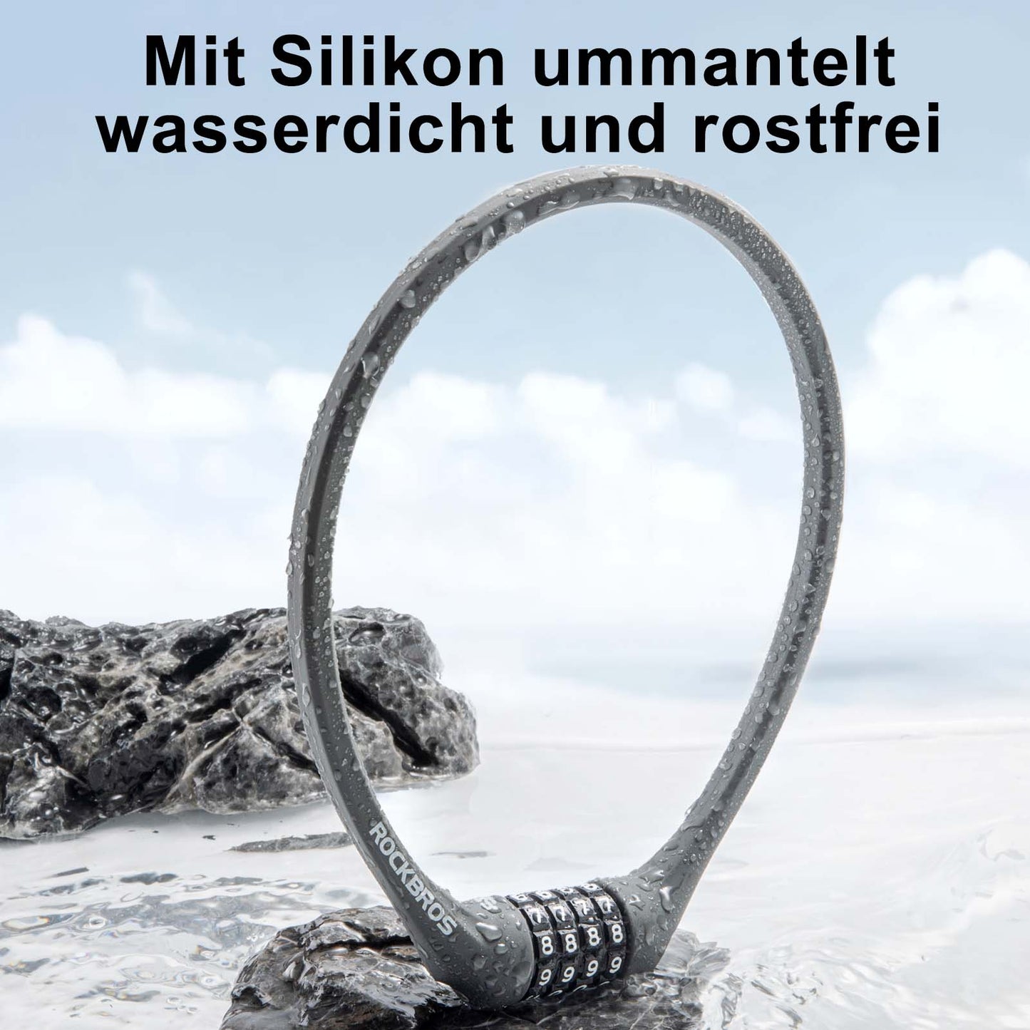 Bicycle lock with 4-digit combination lock, 65cm long