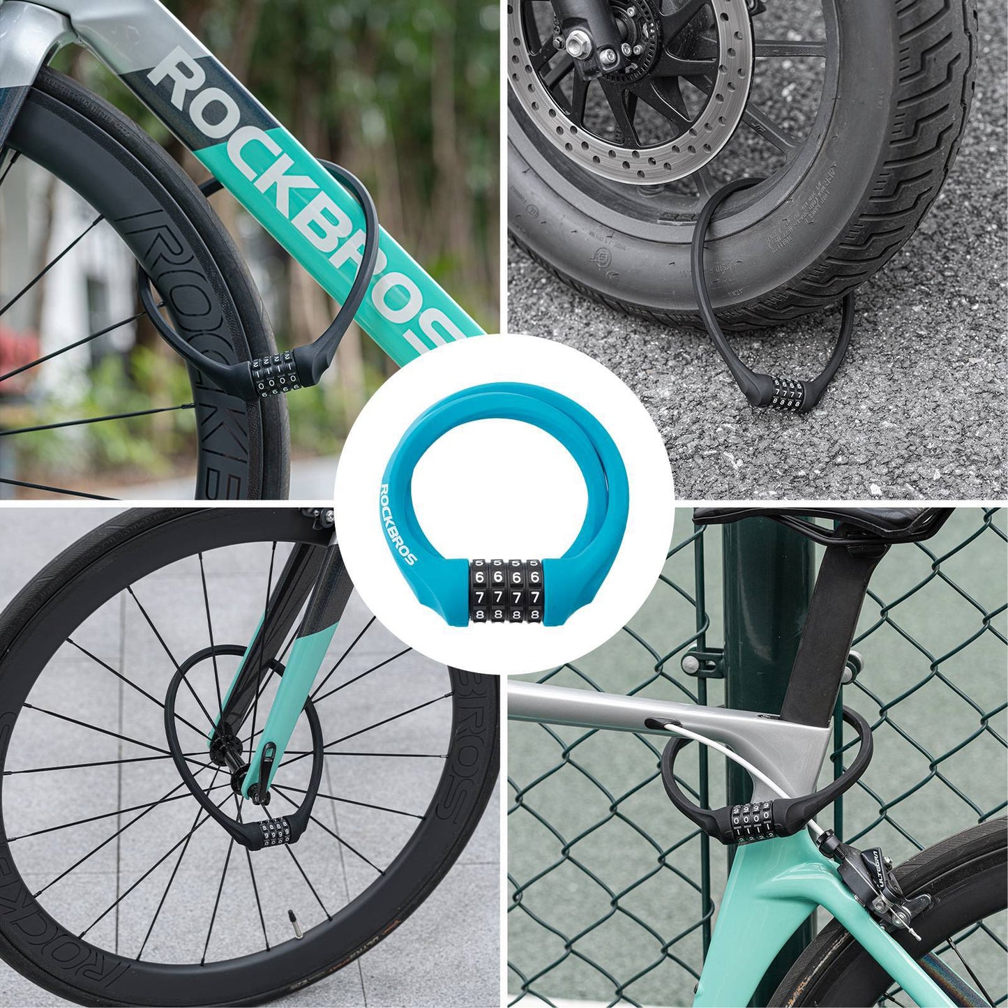 Bicycle lock with 4-digit combination lock, 65cm long