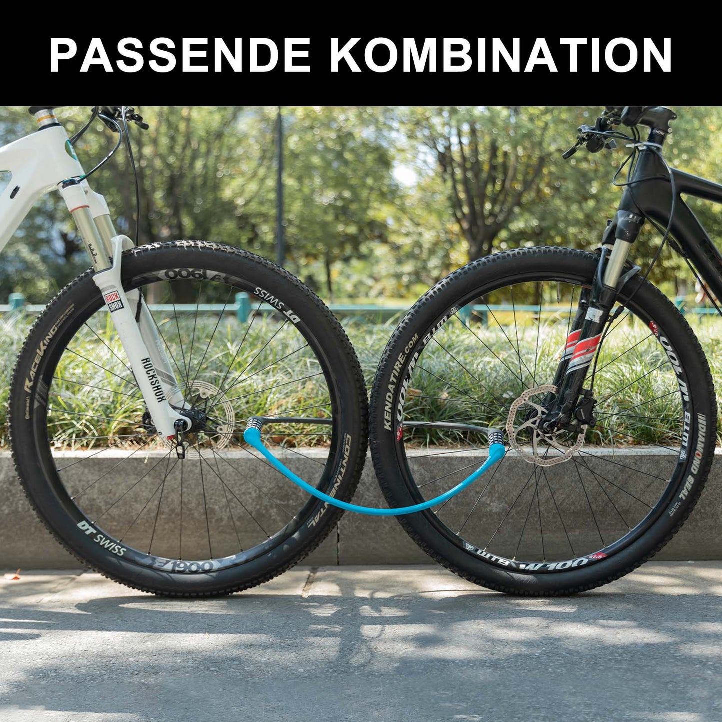 Bicycle lock with 4-digit combination lock, 65cm long