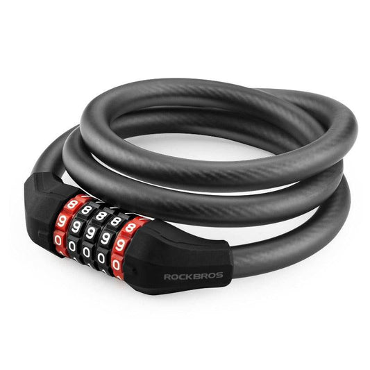 ROCKBROS bicycle lock with 5-digit combination lock made of PVC and steel