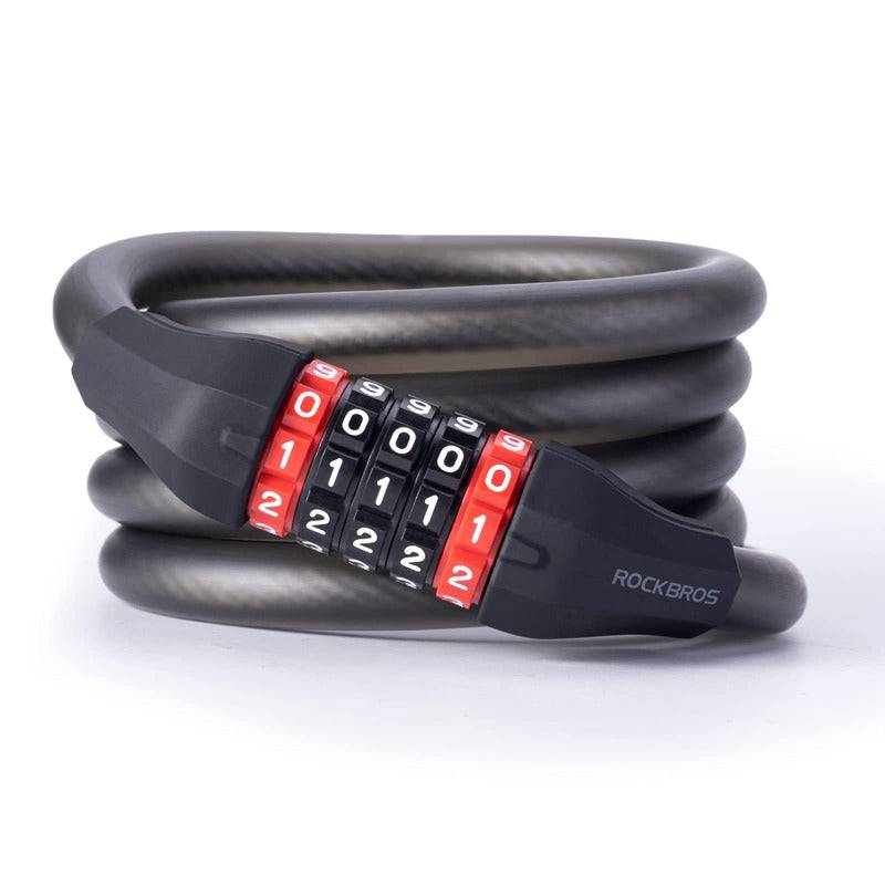 ROCKBROS bicycle lock with 5-digit combination lock made of PVC and steel