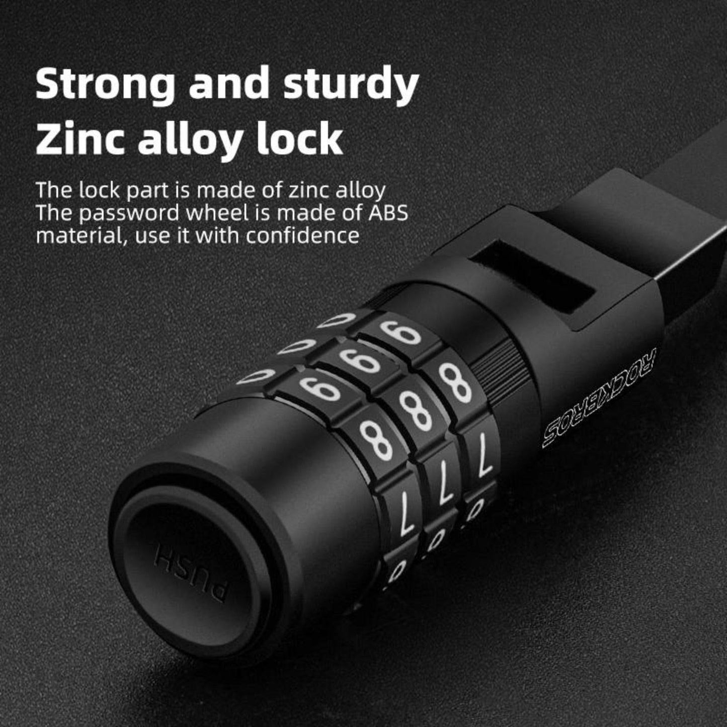 ROCKBROS Multifunctional Bicycle Lock with Combination Code Helmet Lock