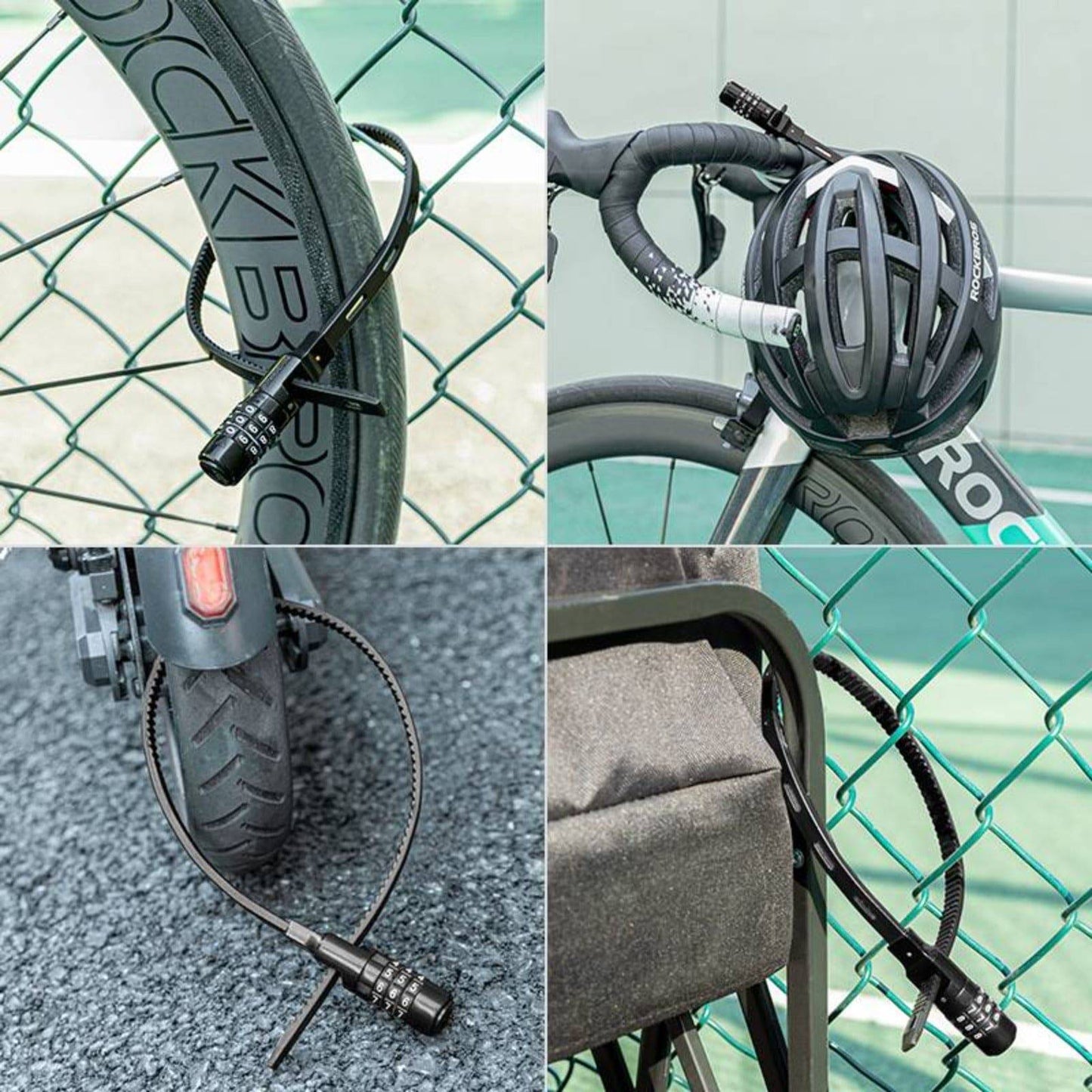 ROCKBROS Multifunctional Bicycle Lock with Combination Code Helmet Lock