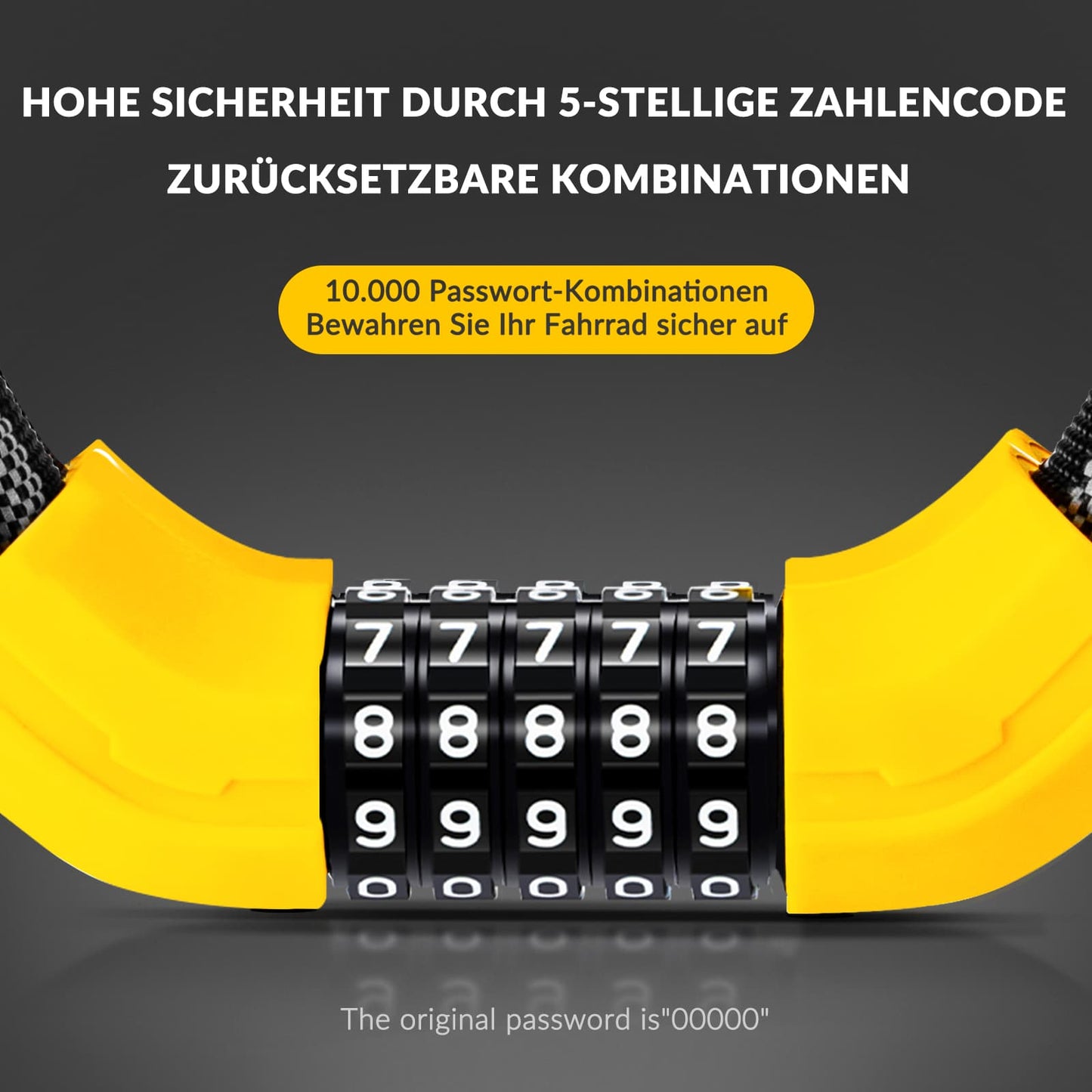 ROCKBROS Fahrradschloss Zahlenschloss 19mm Dickes