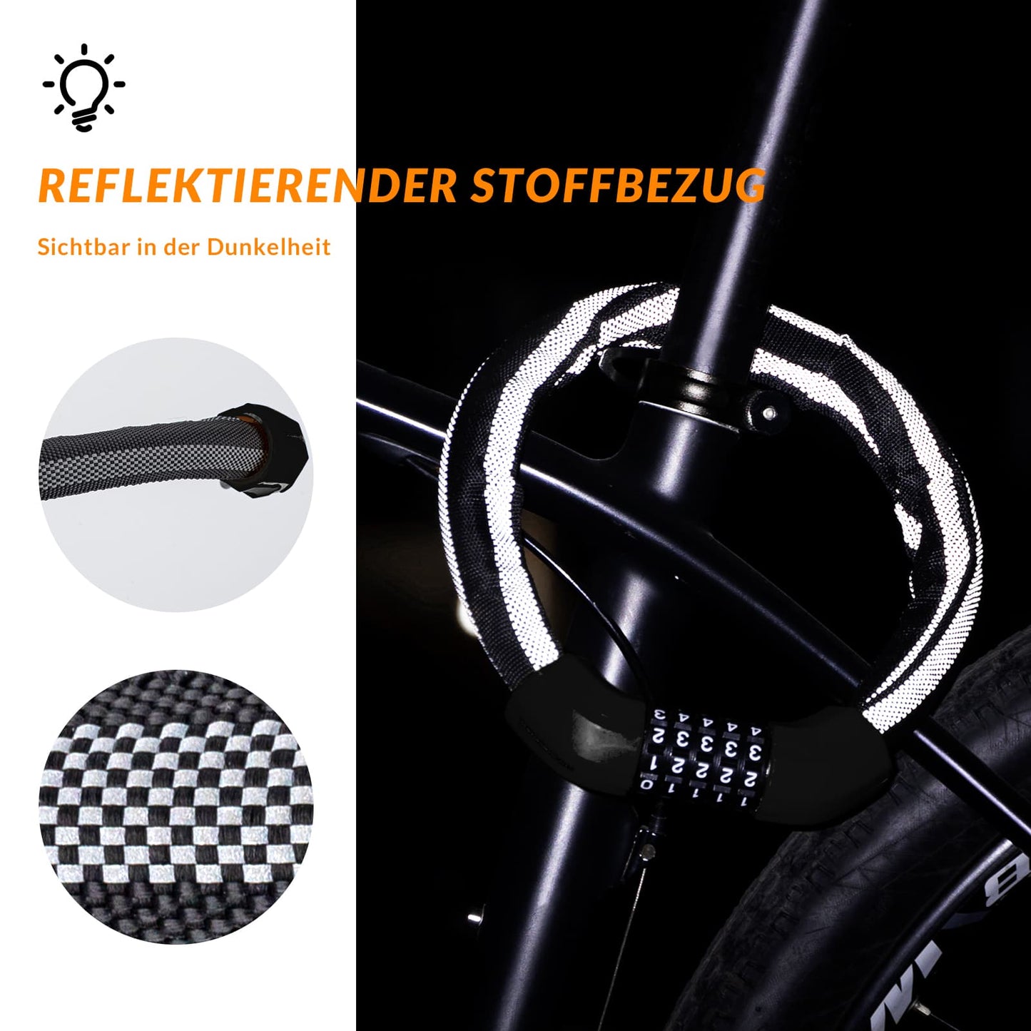 ROCKBROS Fahrradschloss Zahlenschloss 19mm Dickes