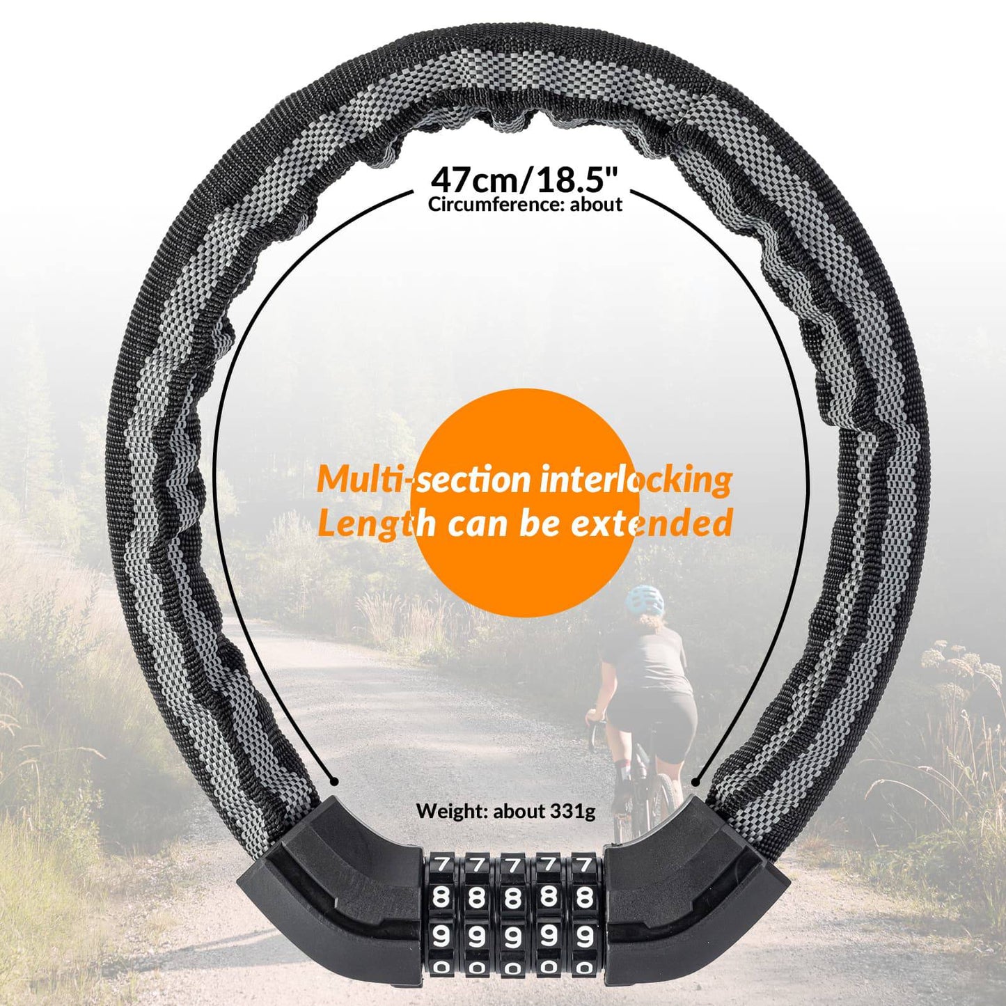 ROCKBROS Fahrradschloss Zahlenschloss 19mm Dickes