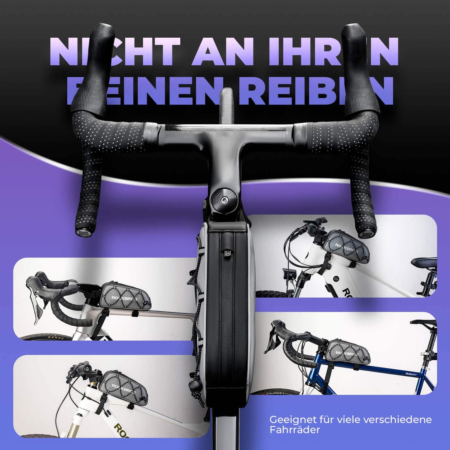 Top tube bag 1 L Fully reflective White/Orange