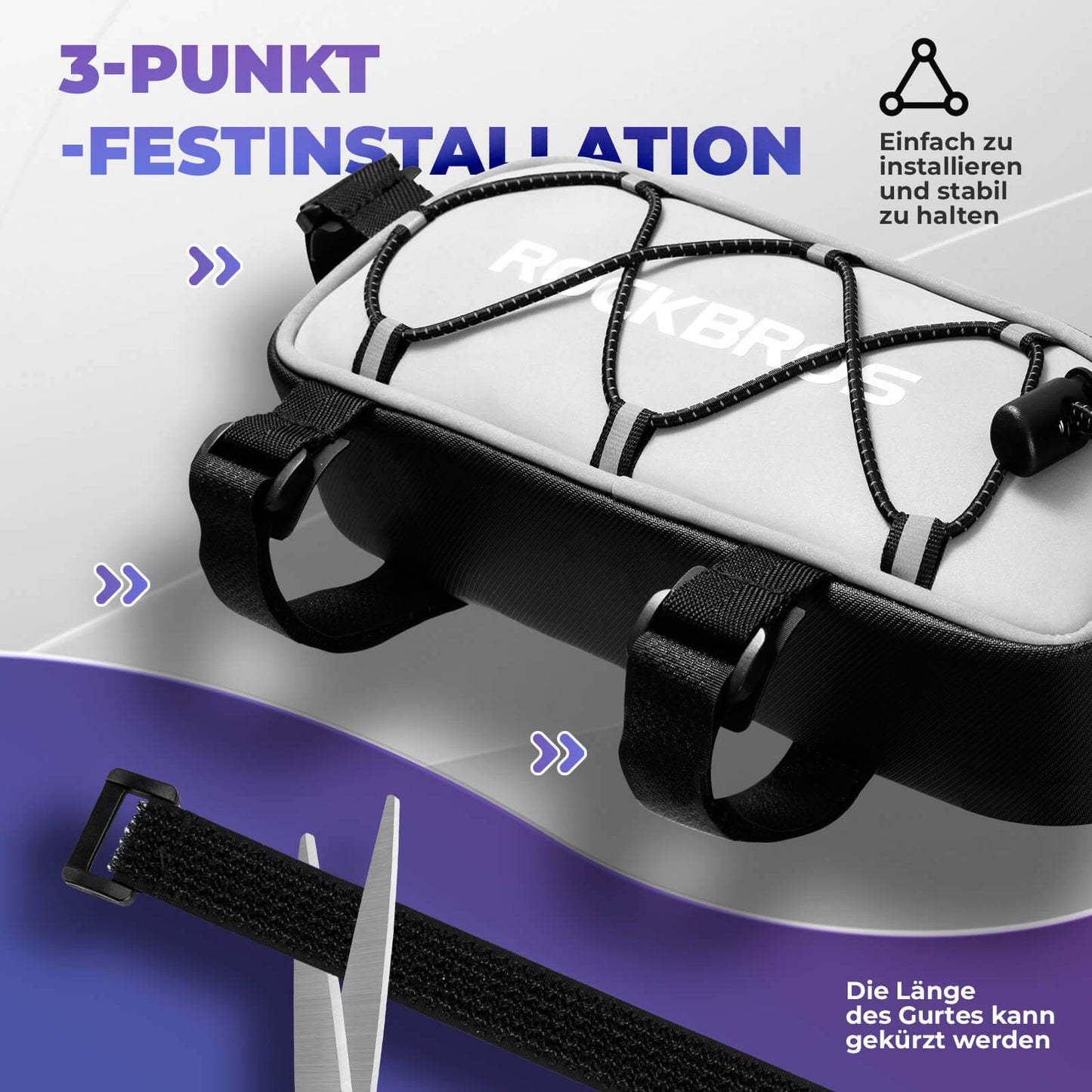 Top tube bag 1 L Fully reflective White/Orange