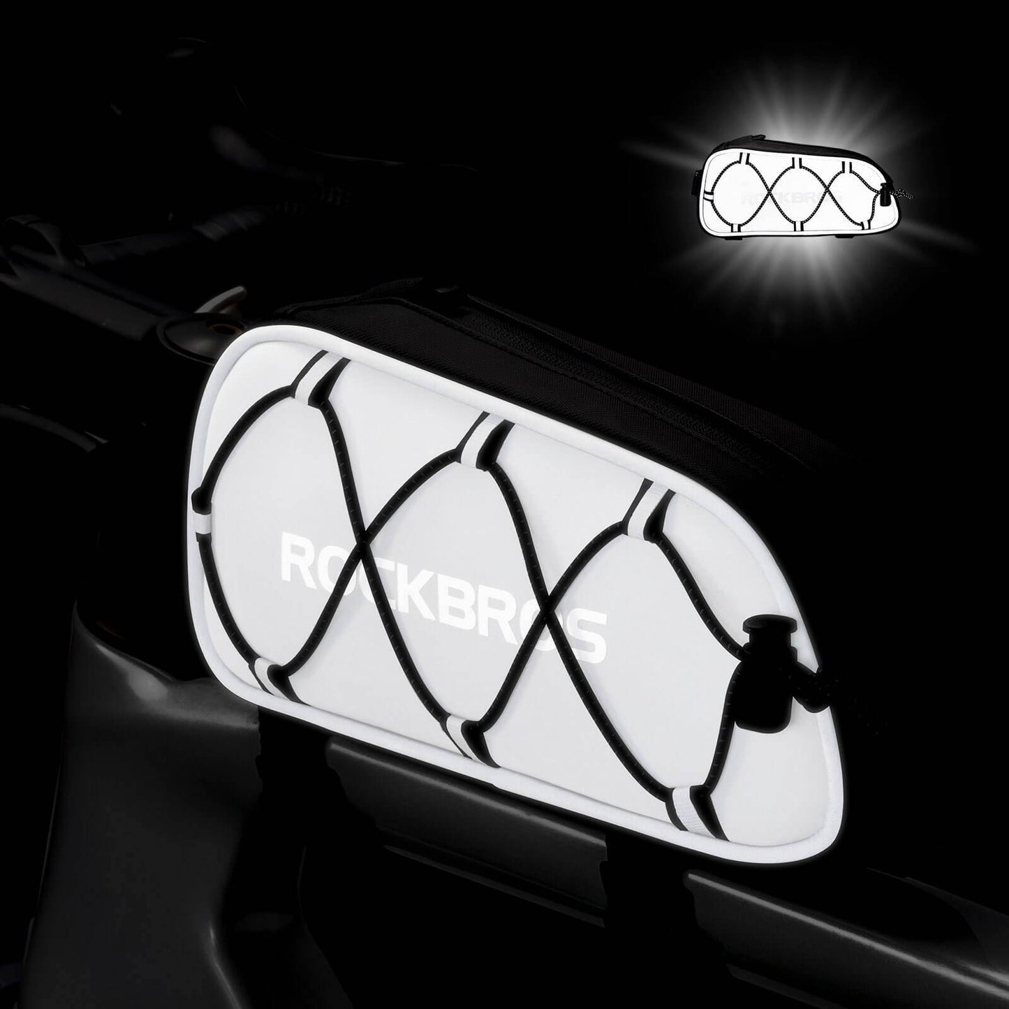 Top tube bag 1 L Fully reflective White/Orange