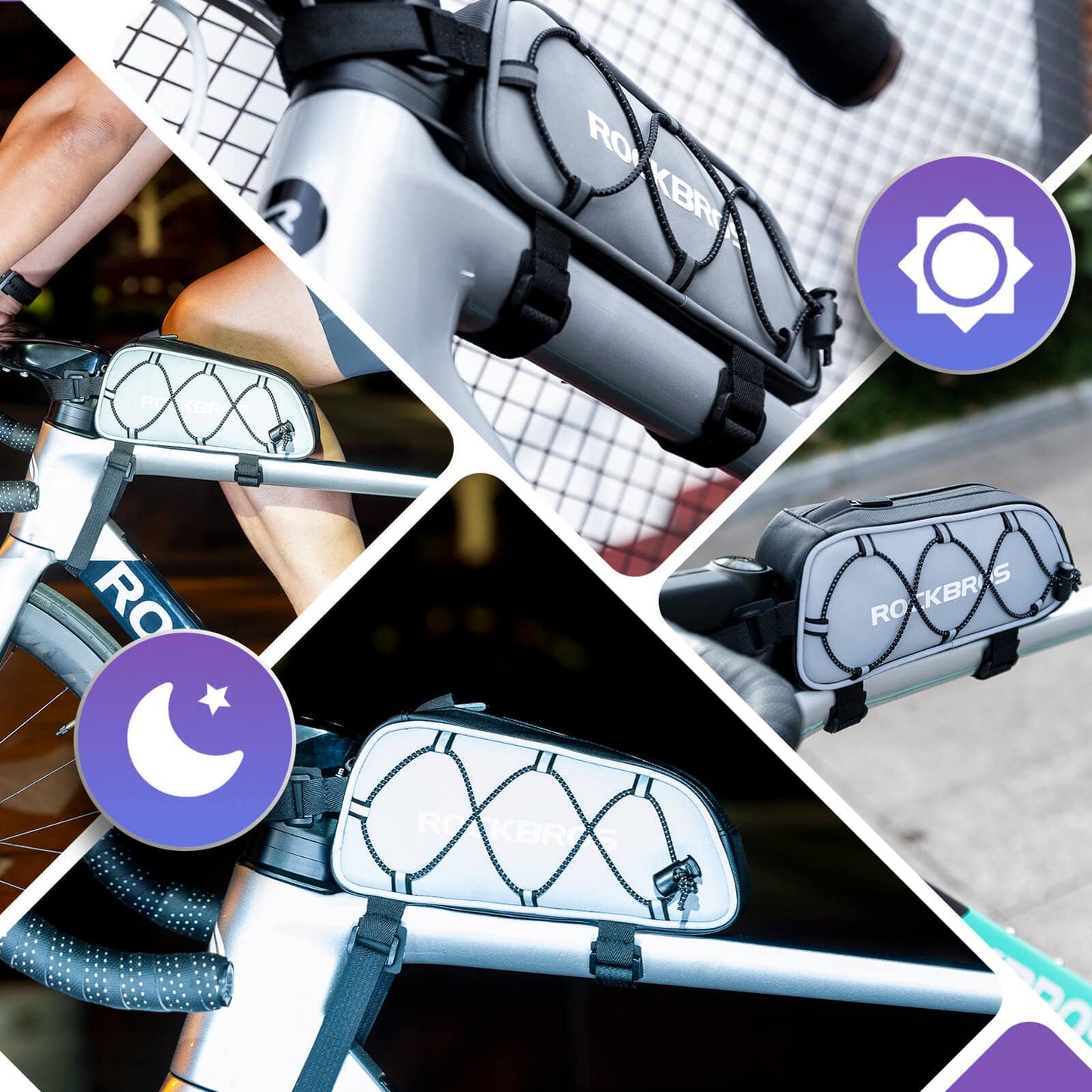 Top tube bag 1 L Fully reflective White/Orange