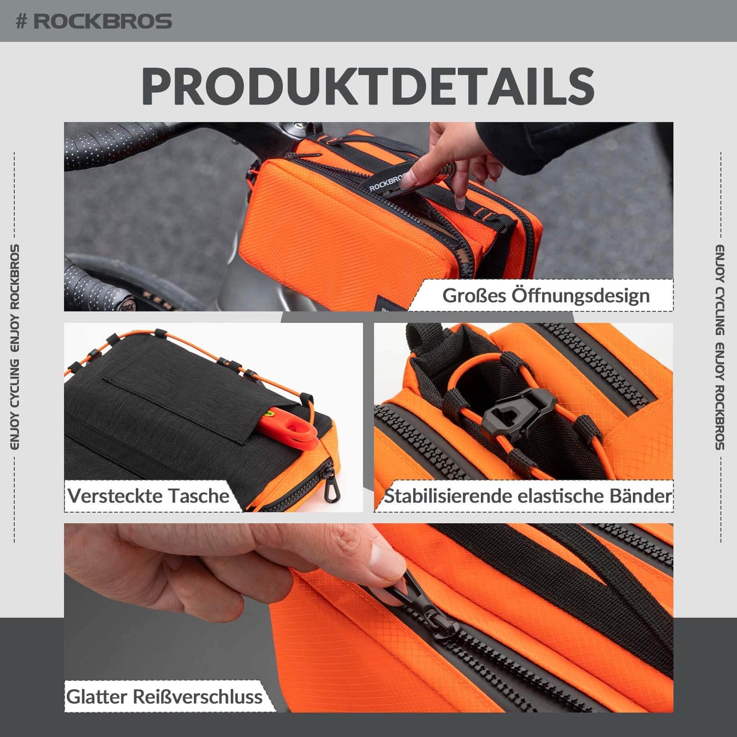 ROCKBROS bicycle bag frame bag with shoulder strap top tube bag