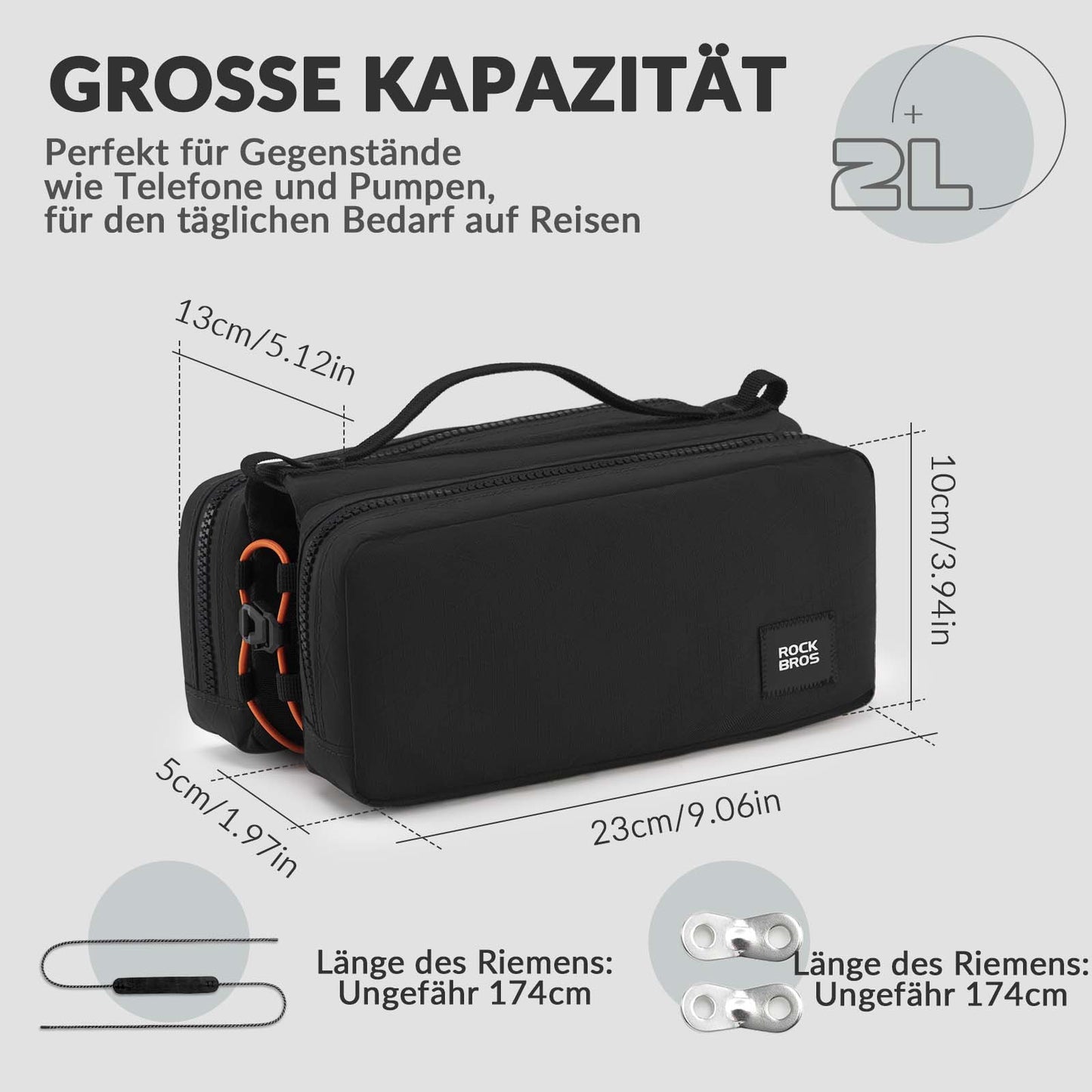 ROCKBROS bicycle bag frame bag with shoulder strap top tube bag