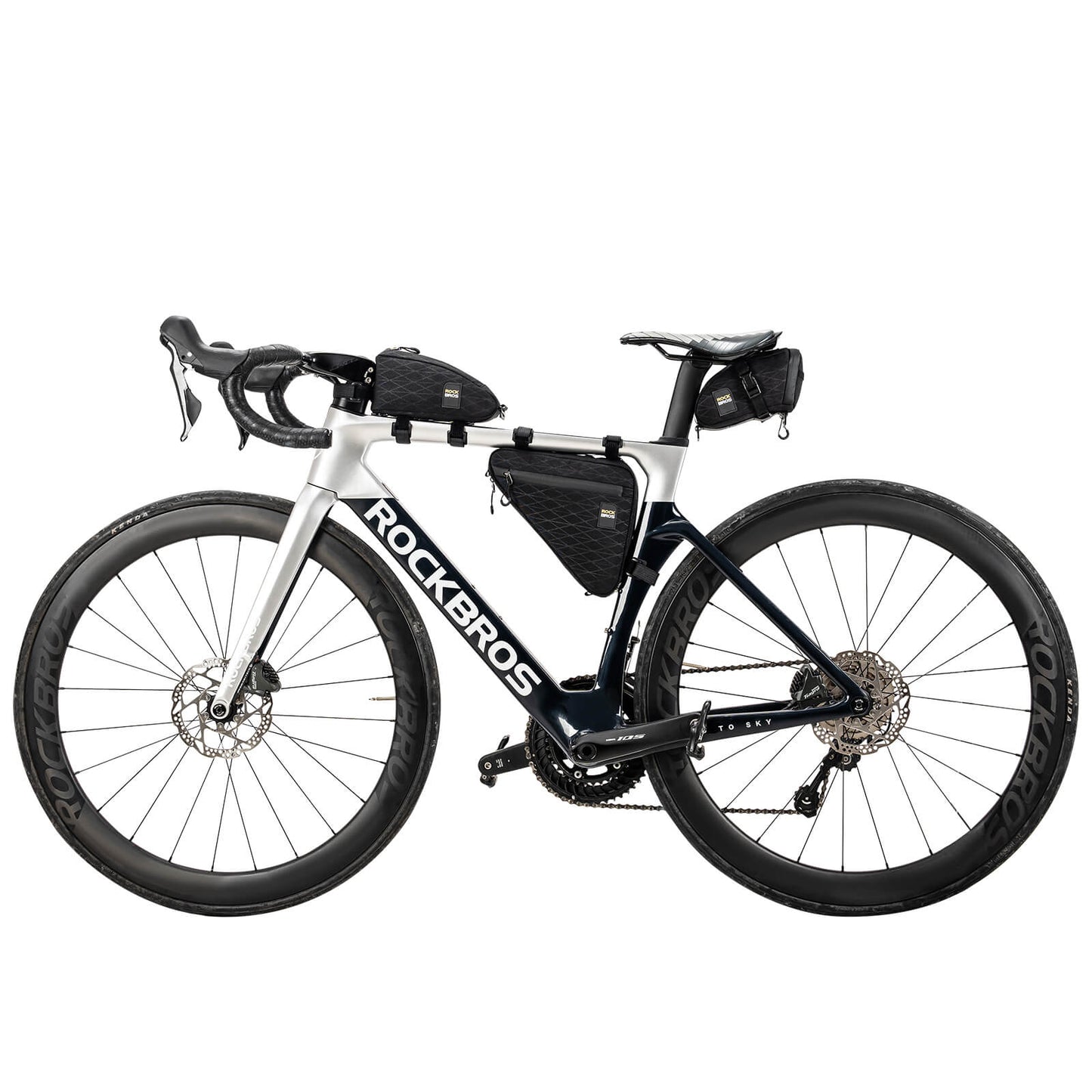 ROCKBROS hjólatöskusett, rammapoki*2 + hnakkpoki*1 með stillanlegri axlaról, 1,2 lítrar