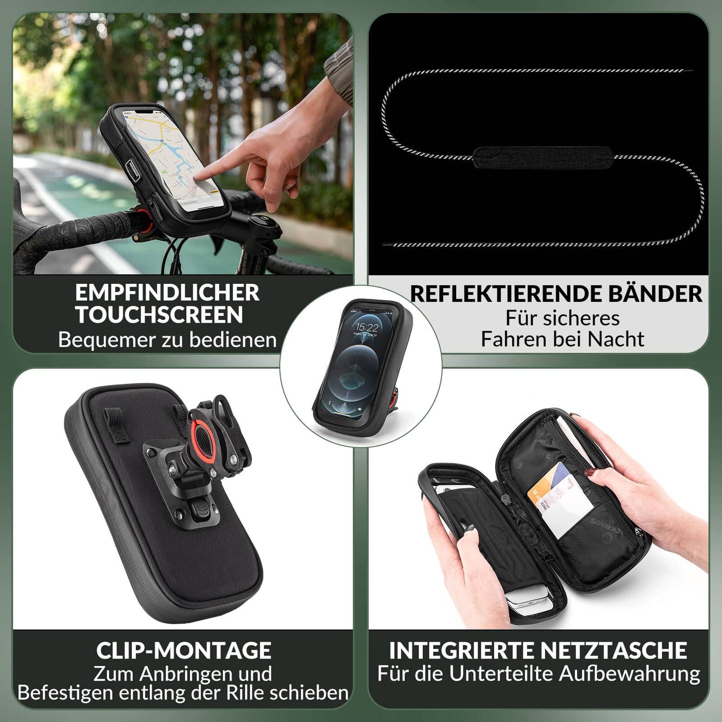 ROCKBROS Fahrradtasche Wasserdicht Handytasche Drehbar für Handy 4.7-6 Zoll