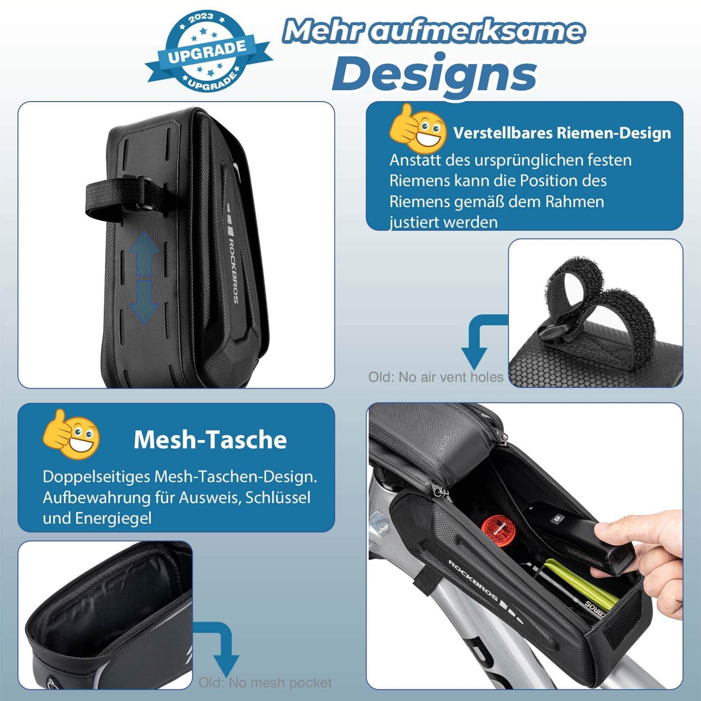 ROCKBROS Waterproof Bicycle Bag, Touchscreen Compatible with 6.8-inch Smartphones