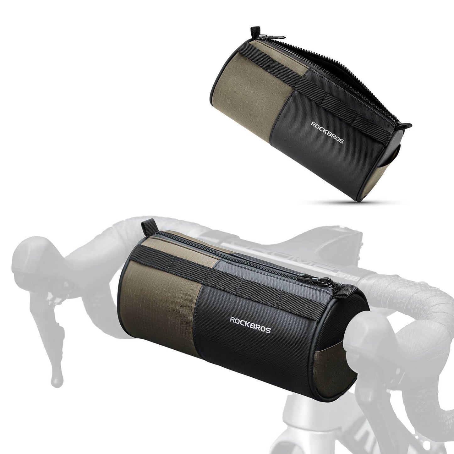 ROCKBROS Bicycle Bag Cylindrical Handlebar Bag 1.7L with Shoulder Strap