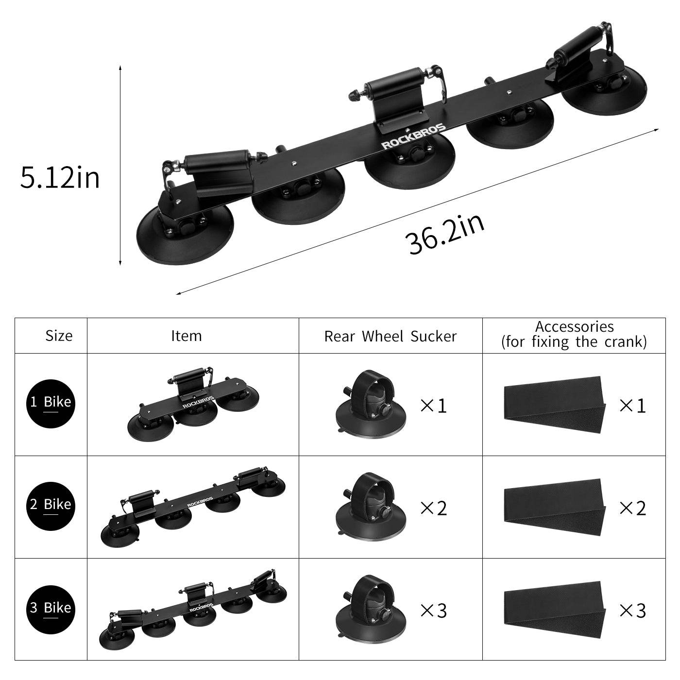 ROCKBROS bicycle carrier, roof rack with suction cups, quick assembly