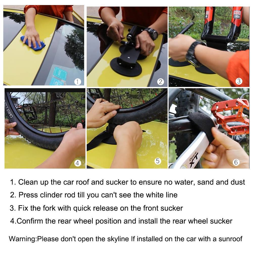 ROCKBROS bicycle carrier, roof rack with suction cups, quick assembly