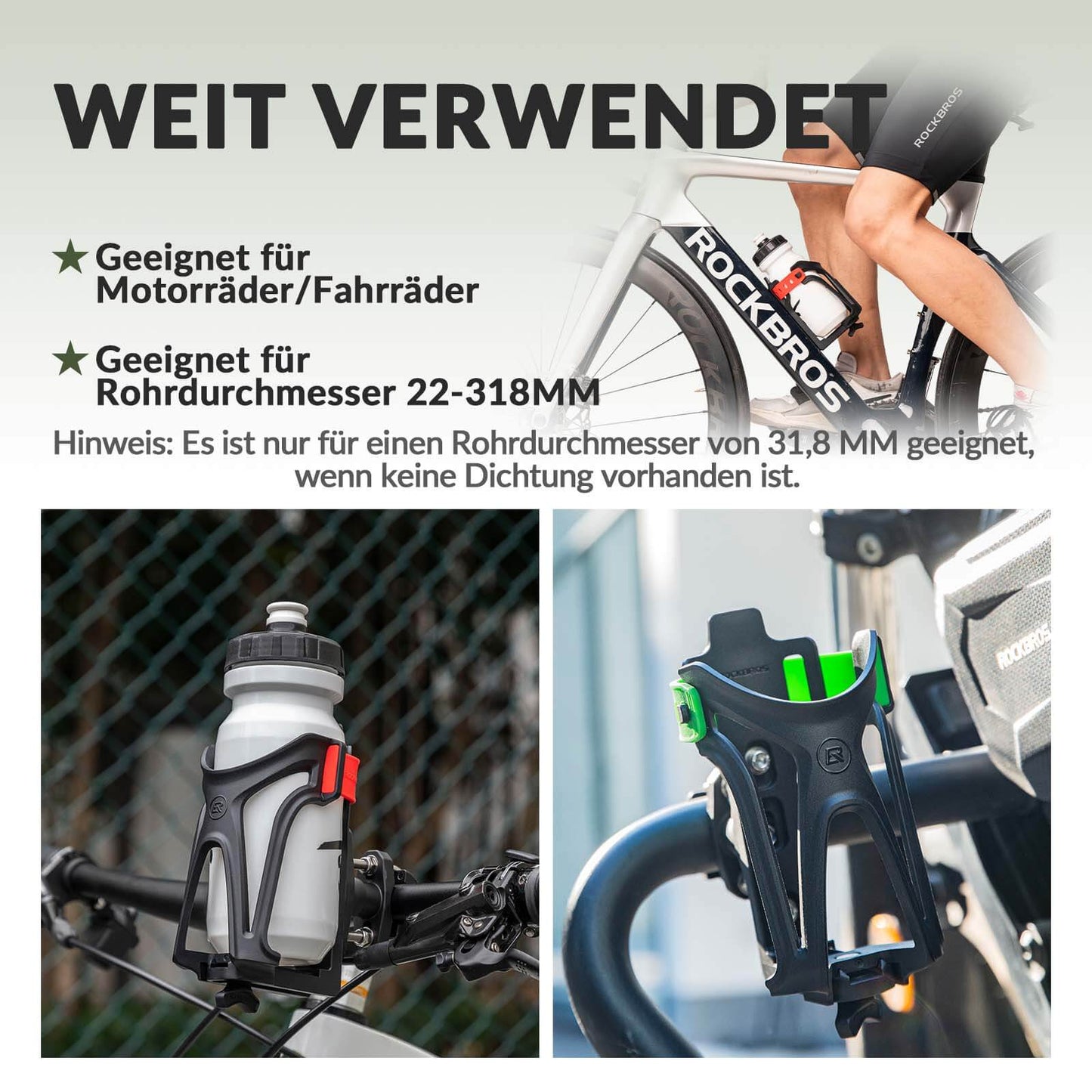 ROCKBROS Adjustable Bottle Holder Bicycle Drink Holder 360° Rotatable