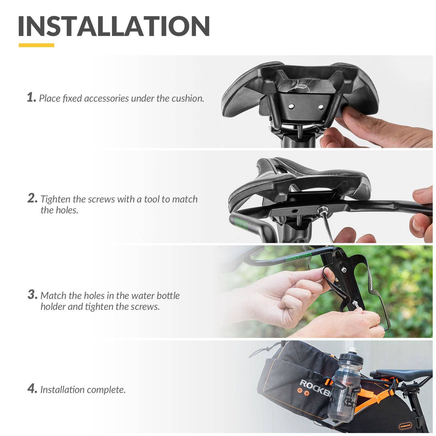 ROCKBROS Bottle Holder &amp; Stabilizer Support for Bicycle Saddle Bag