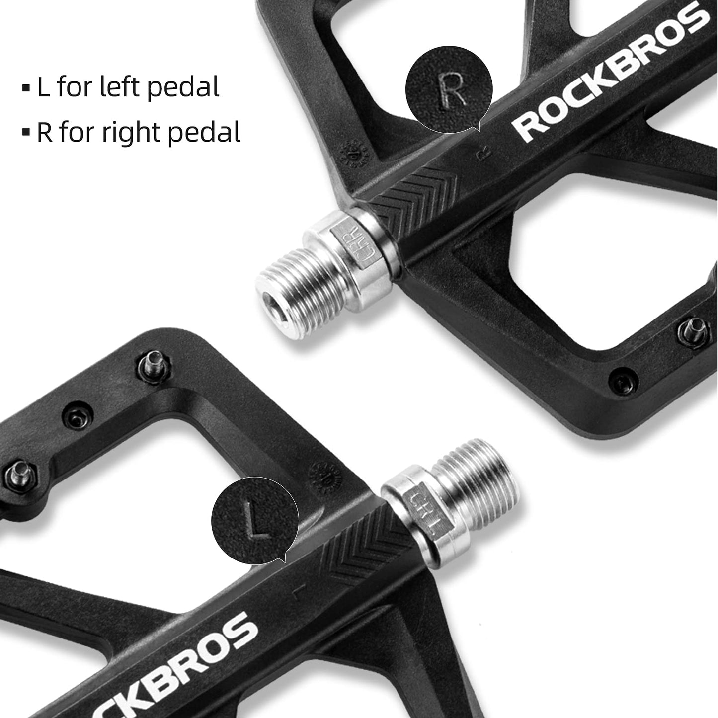 ROCKBROS Flat pedals 9/16 made of nylon, 3 sealed bearings, non-slip