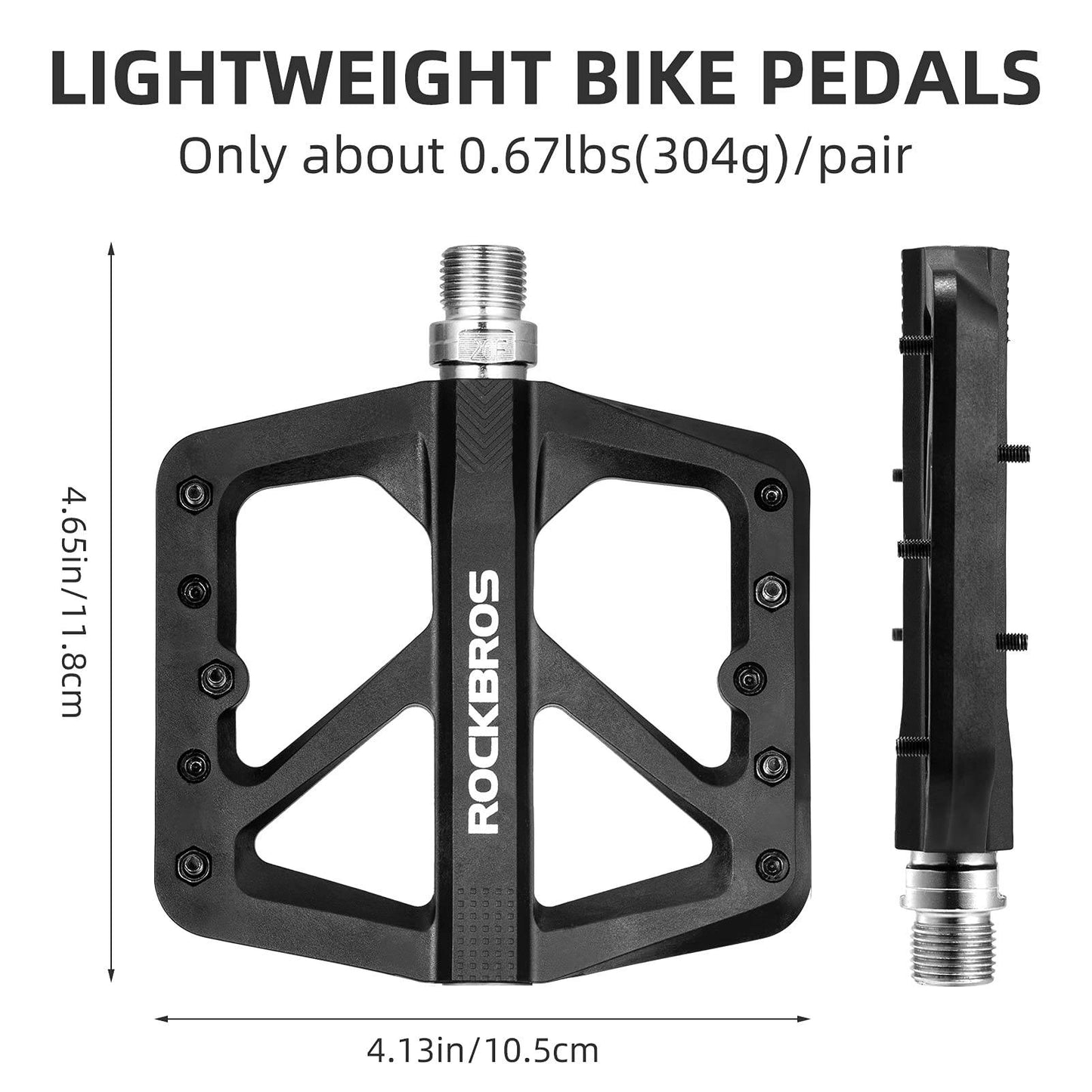 ROCKBROS Flat pedals 9/16 made of nylon, 3 sealed bearings, non-slip