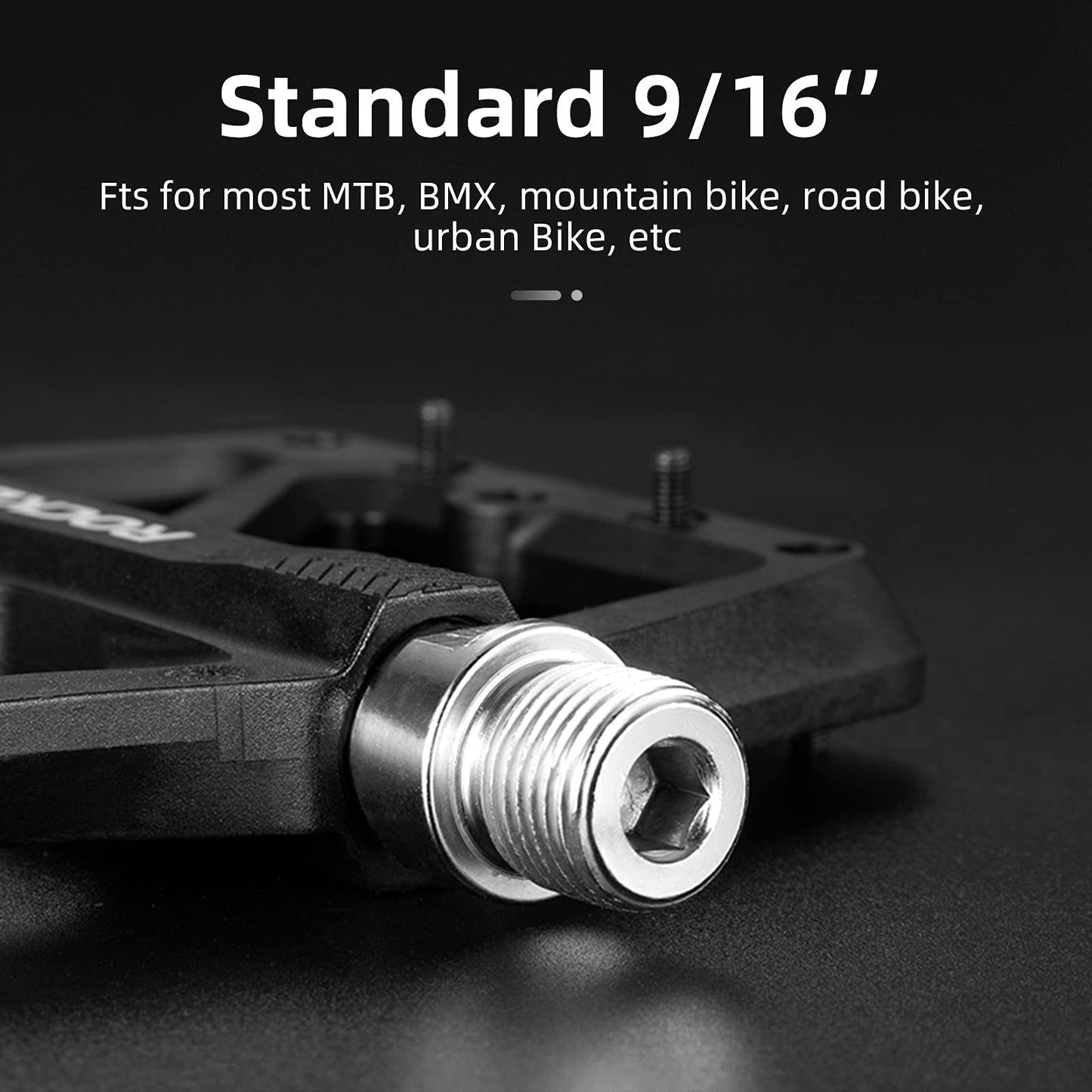 ROCKBROS Flat pedals 9/16 made of nylon, 3 sealed bearings, non-slip