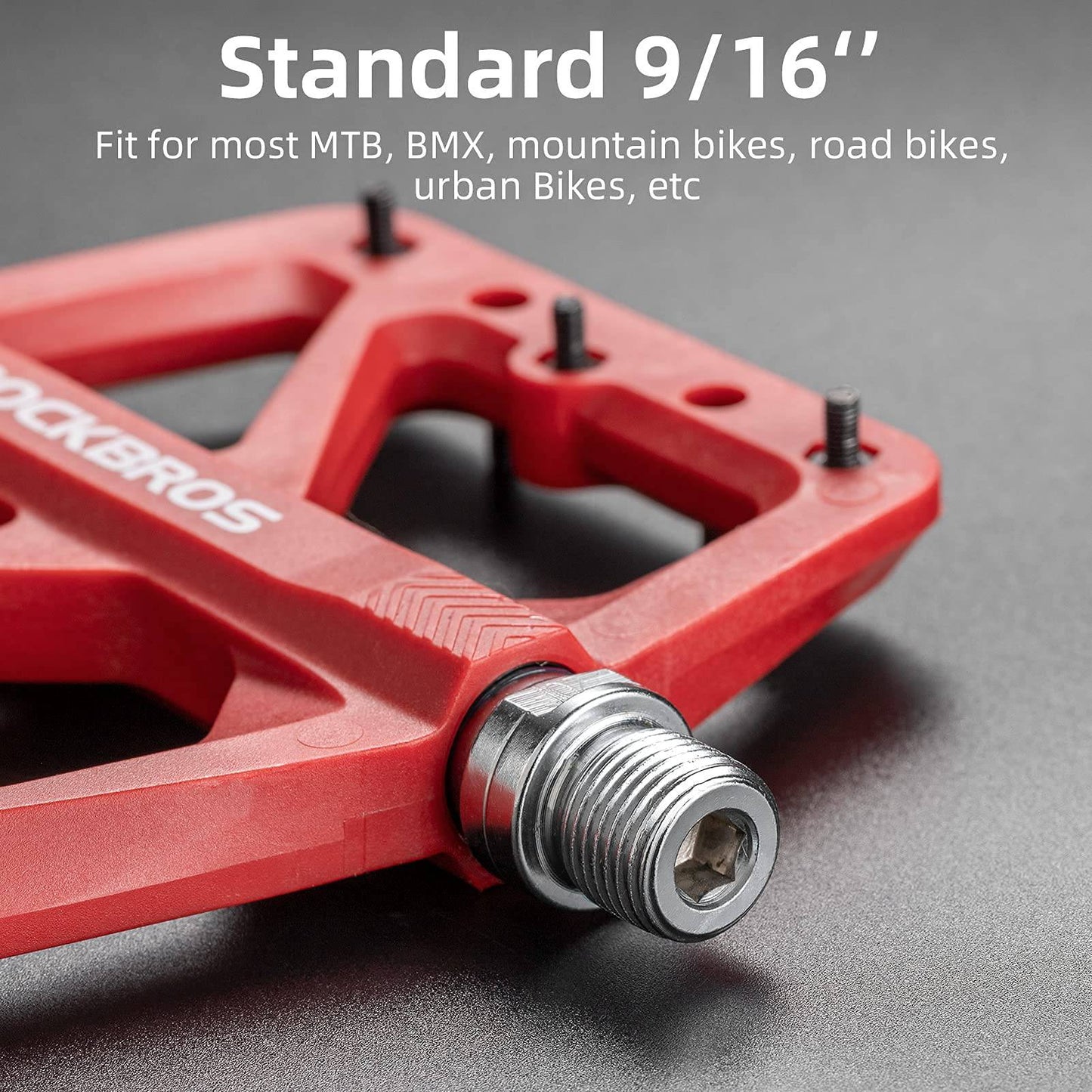 ROCKBROS Flat pedals 9/16 made of nylon, 3 sealed bearings, non-slip