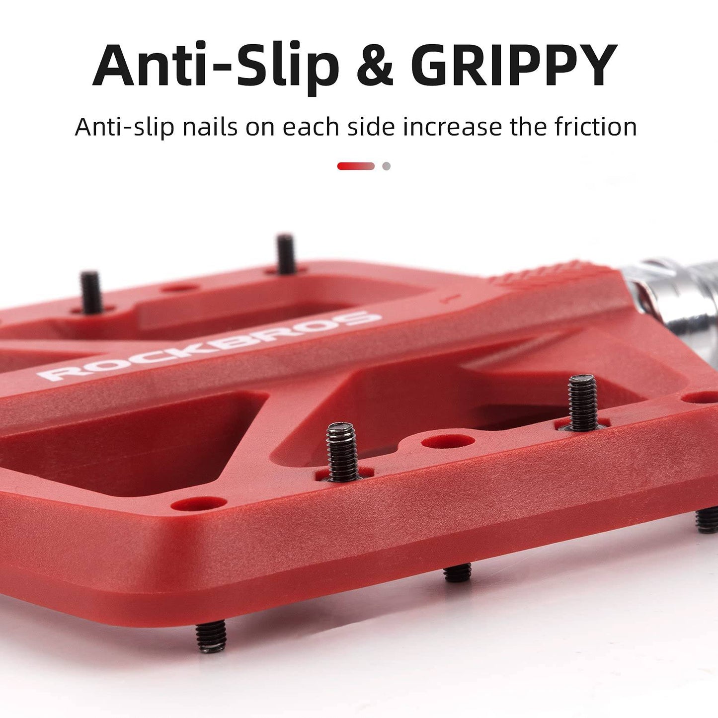 ROCKBROS Flat pedals 9/16 made of nylon, 3 sealed bearings, non-slip