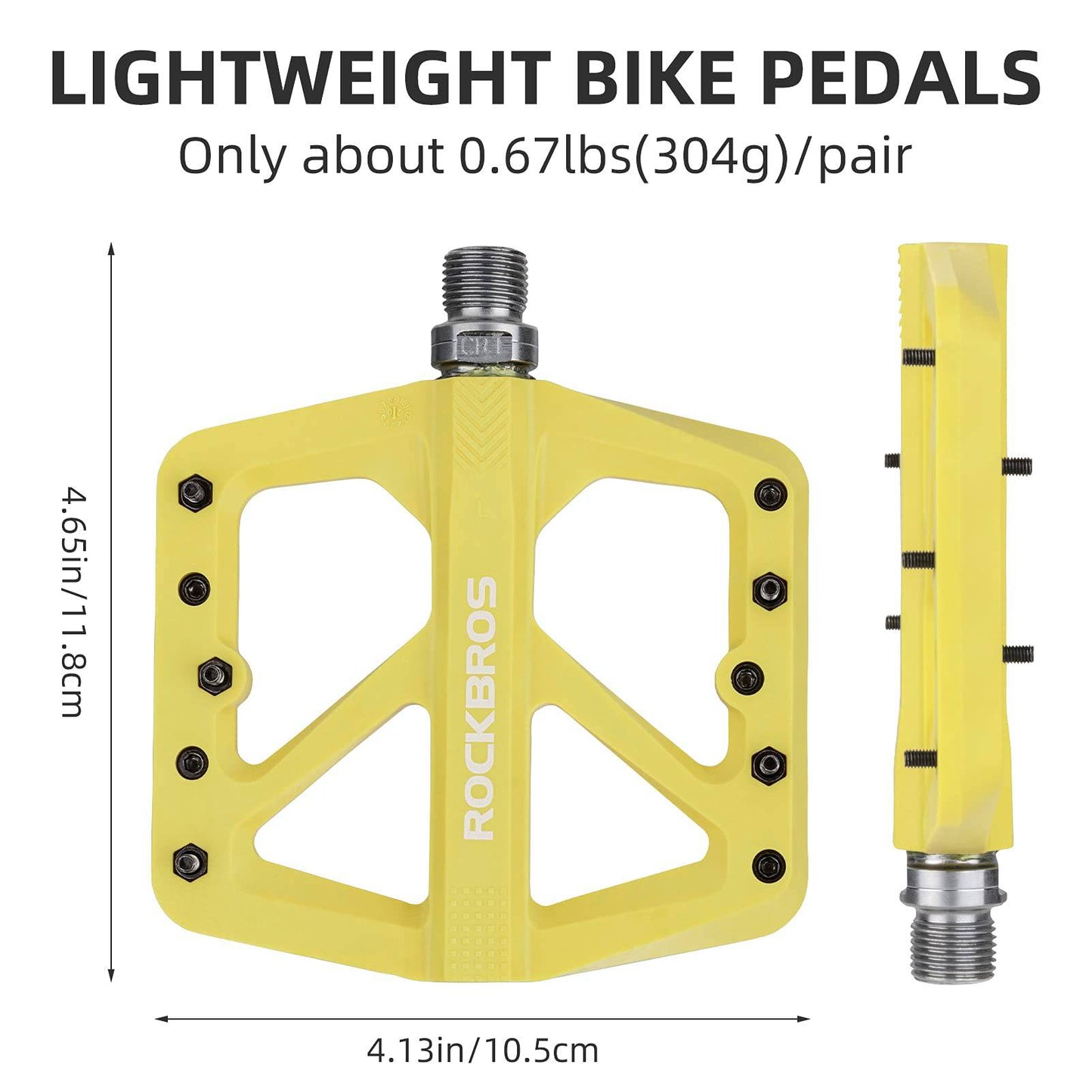 ROCKBROS Flat pedals 9/16 made of nylon, 3 sealed bearings, non-slip