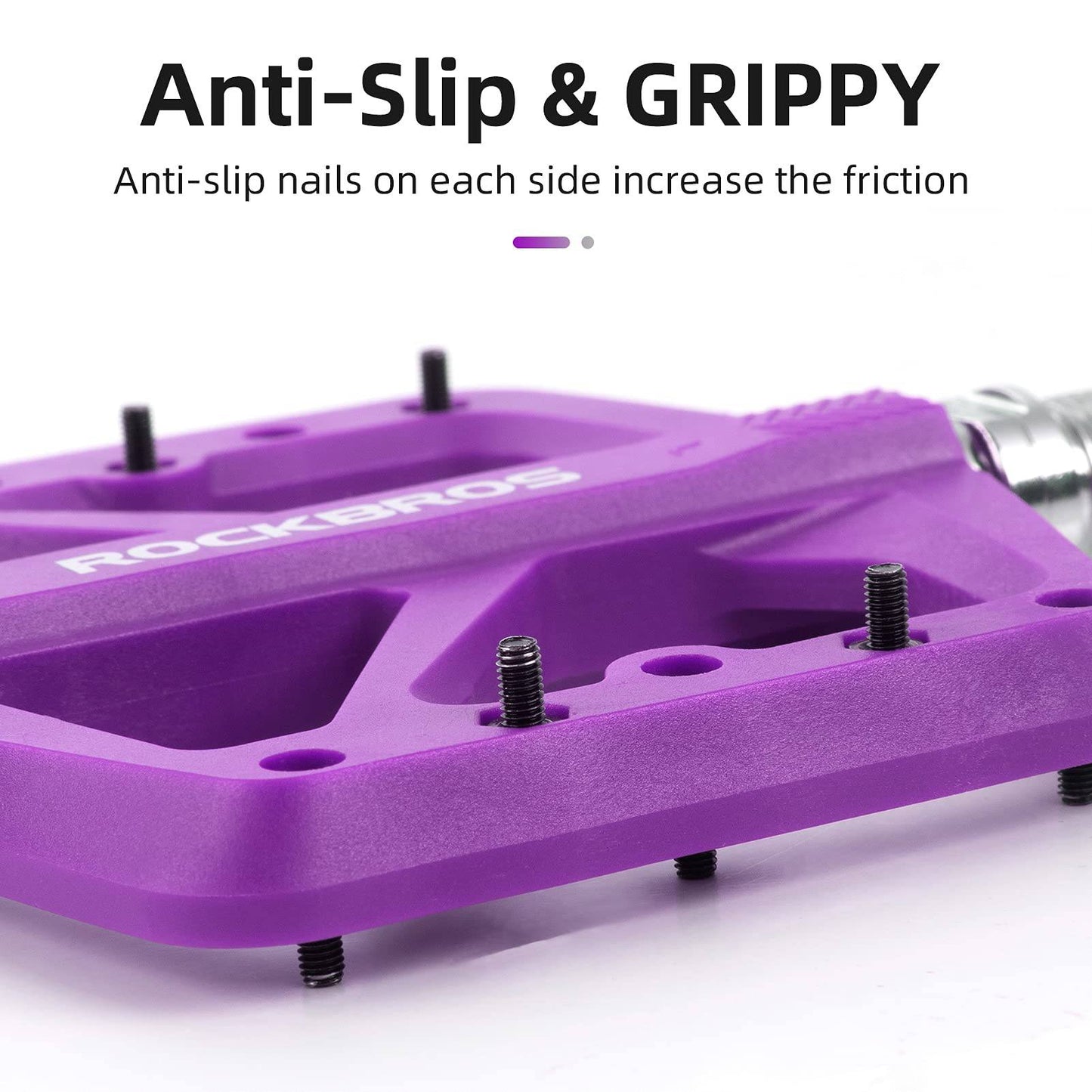 ROCKBROS Flat pedals 9/16 made of nylon, 3 sealed bearings, non-slip