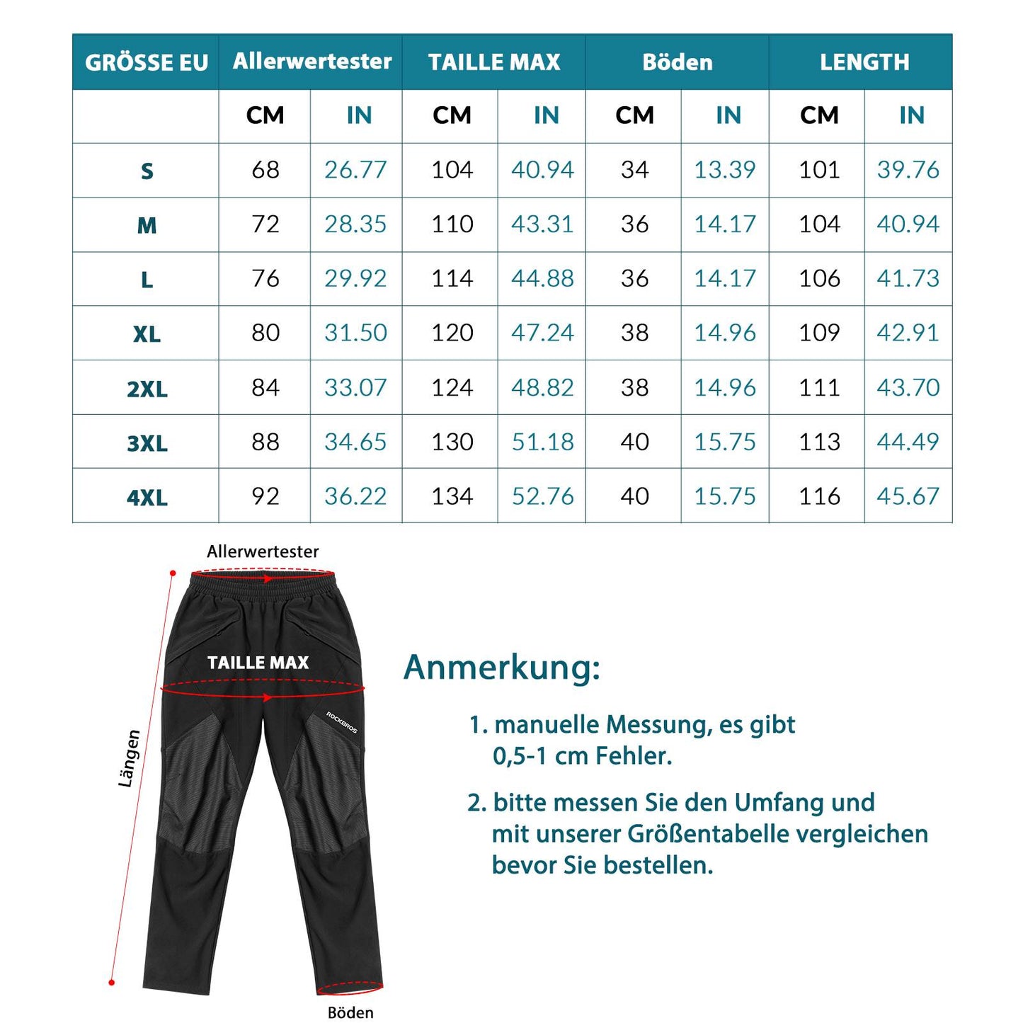 ROCKBROS Men's Winter Cycling Shorts, Long Cycling Pants, Warm Fleece