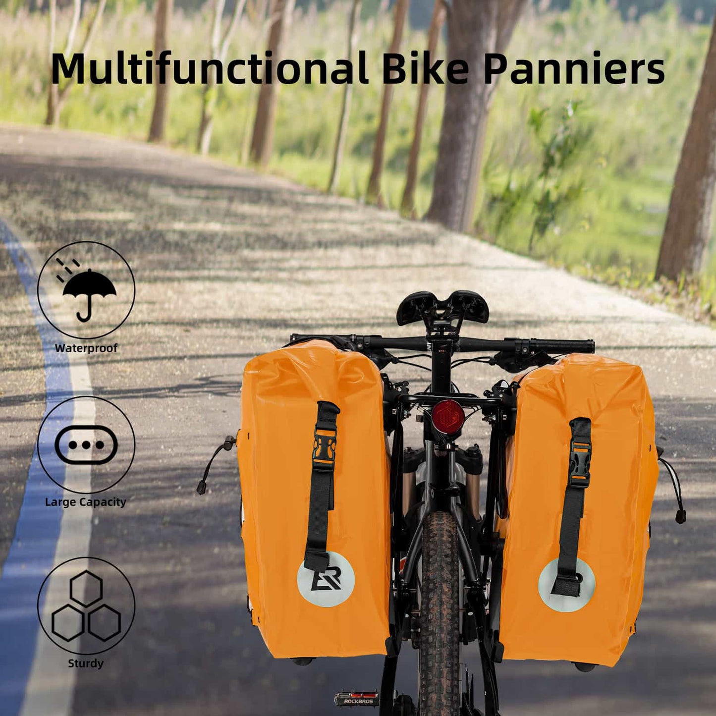 ROCKBROS Gepäckträgertasche 25L-32L 100 % wasserdicht mit Tragegriff