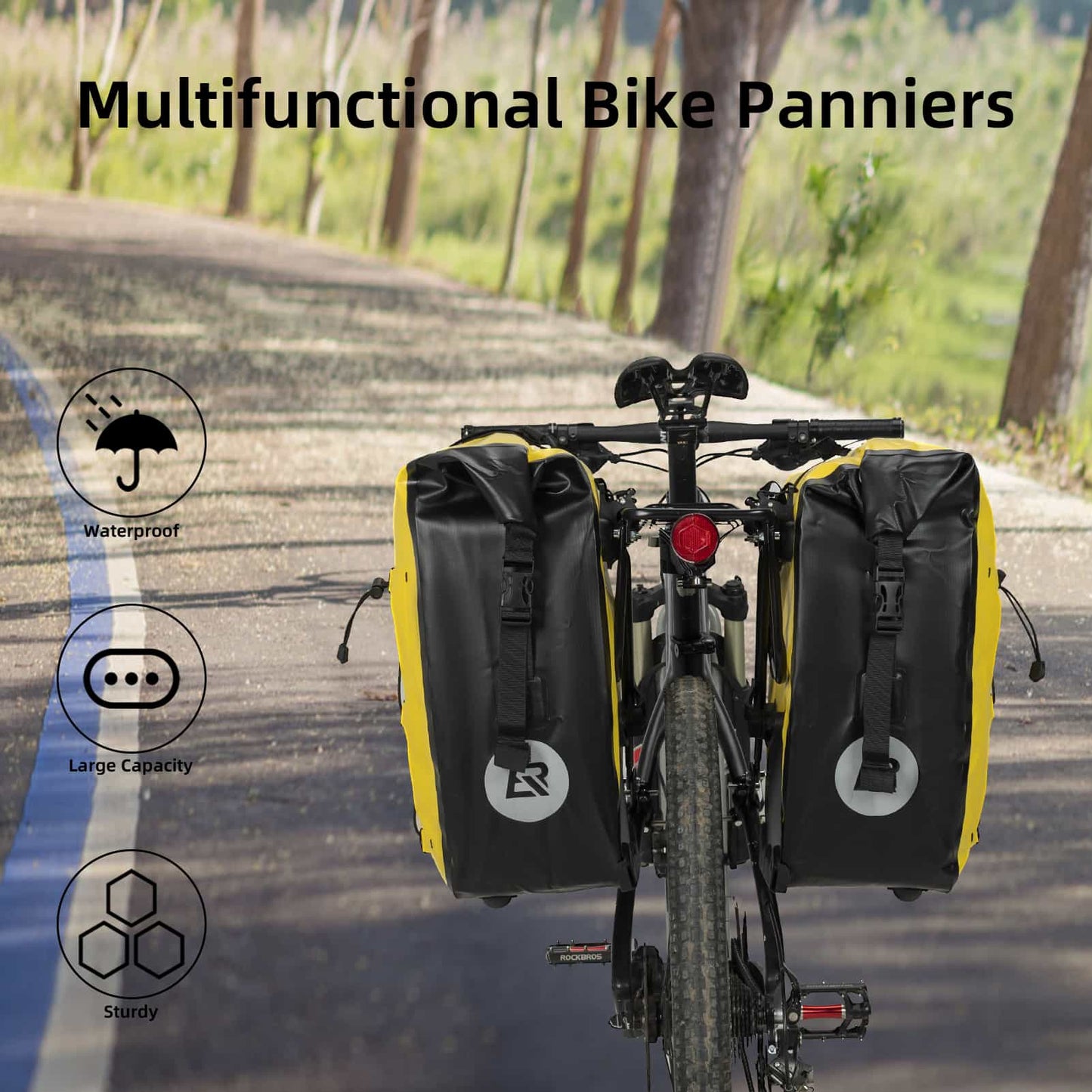 ROCKBROS Gepäckträgertasche 25L-32L 100 % wasserdicht mit Tragegriff