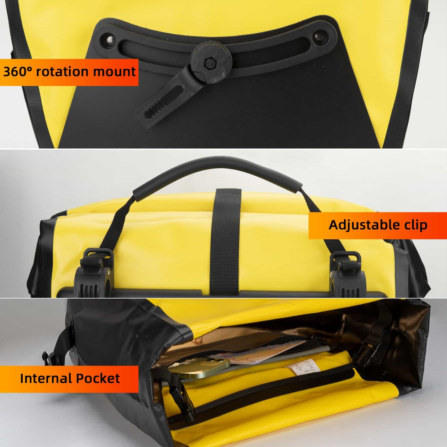 ROCKBROS Gepäckträgertasche 25L-32L 100 % wasserdicht mit Tragegriff