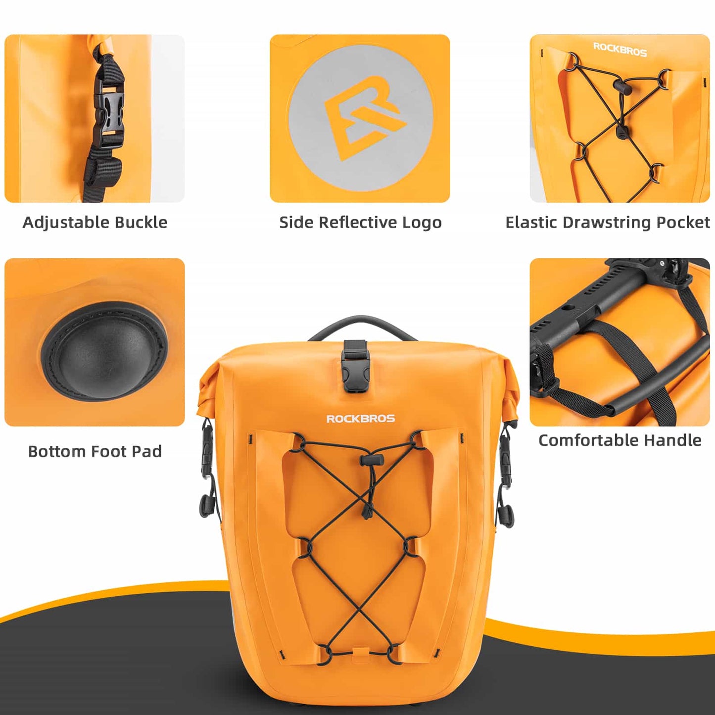 ROCKBROS Gepäckträgertasche 25L-32L 100 % wasserdicht mit Tragegriff