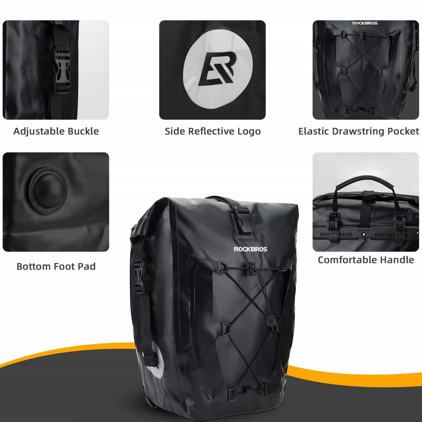 ROCKBROS Gepäckträgertasche 25L-32L 100 % wasserdicht mit Tragegriff