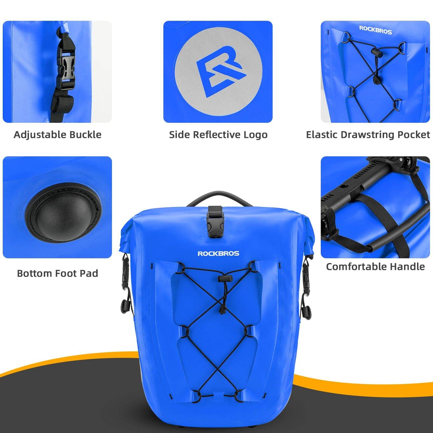 ROCKBROS Gepäckträgertasche 25L-32L 100 % wasserdicht mit Tragegriff