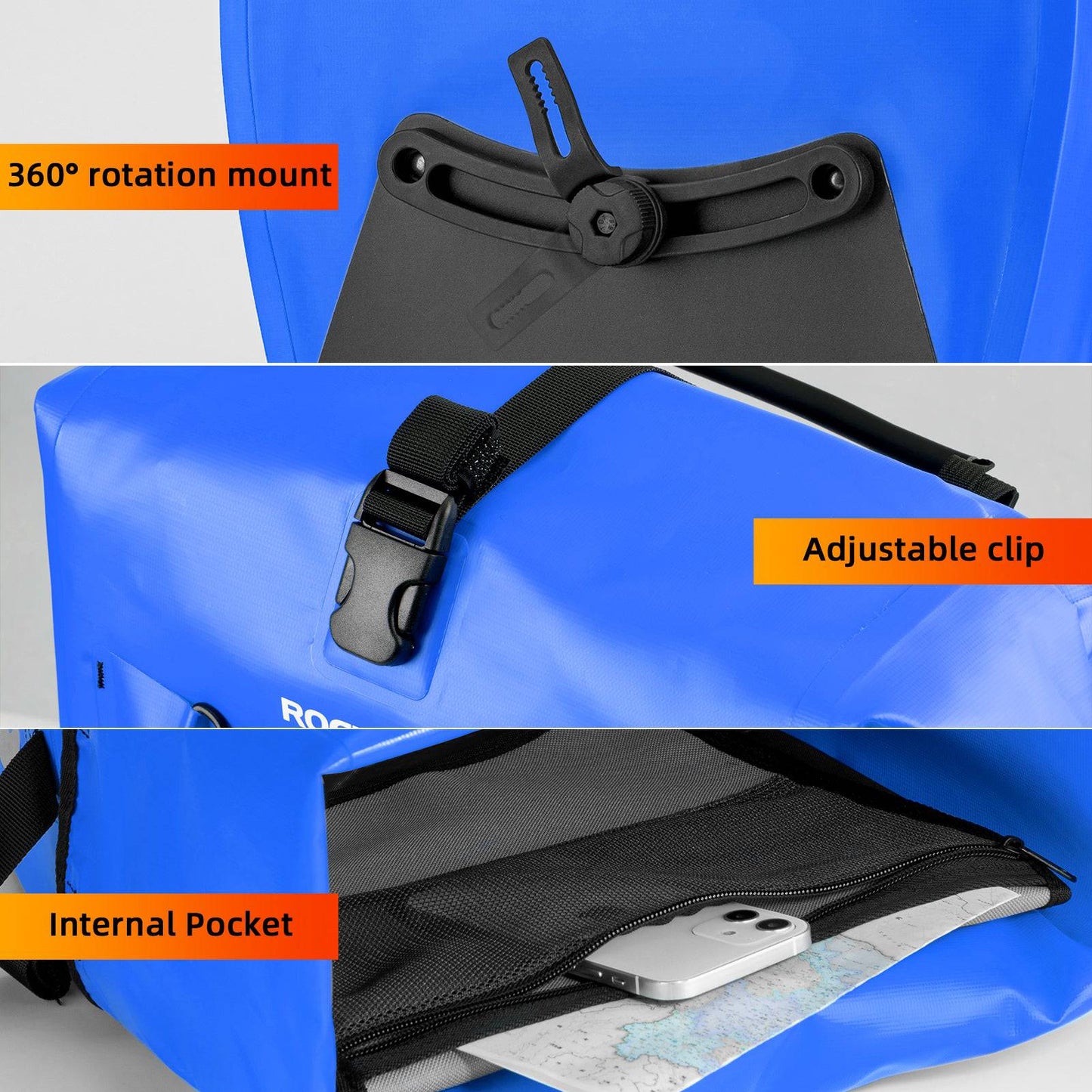 ROCKBROS Gepäckträgertasche 25L-32L 100 % wasserdicht mit Tragegriff