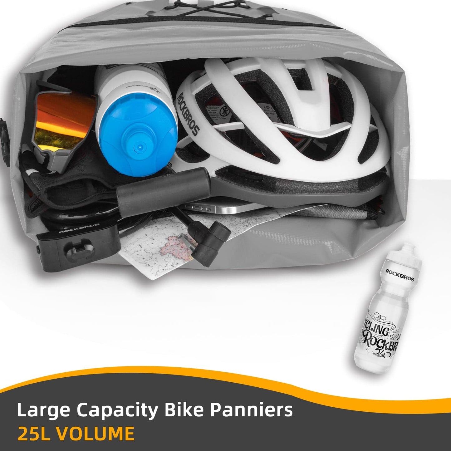 ROCKBROS Gepäckträgertasche 25L-32L 100 % wasserdicht mit Tragegriff